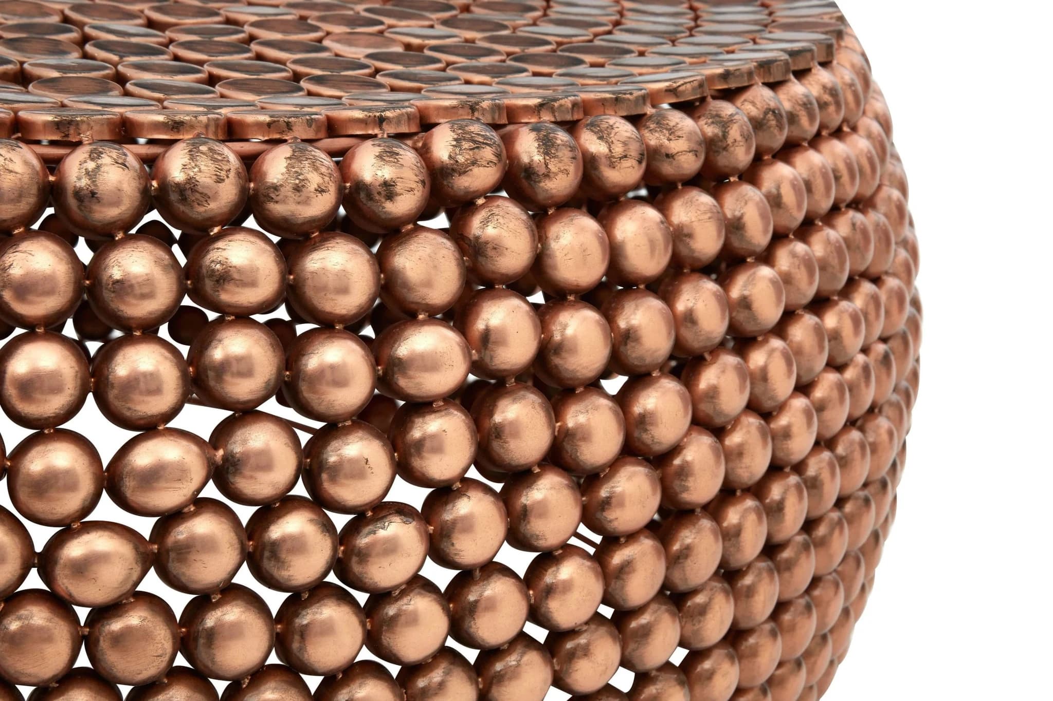 Templar Beaded Copper Finish Round Coffee Table - Tables, photo 4 of 5