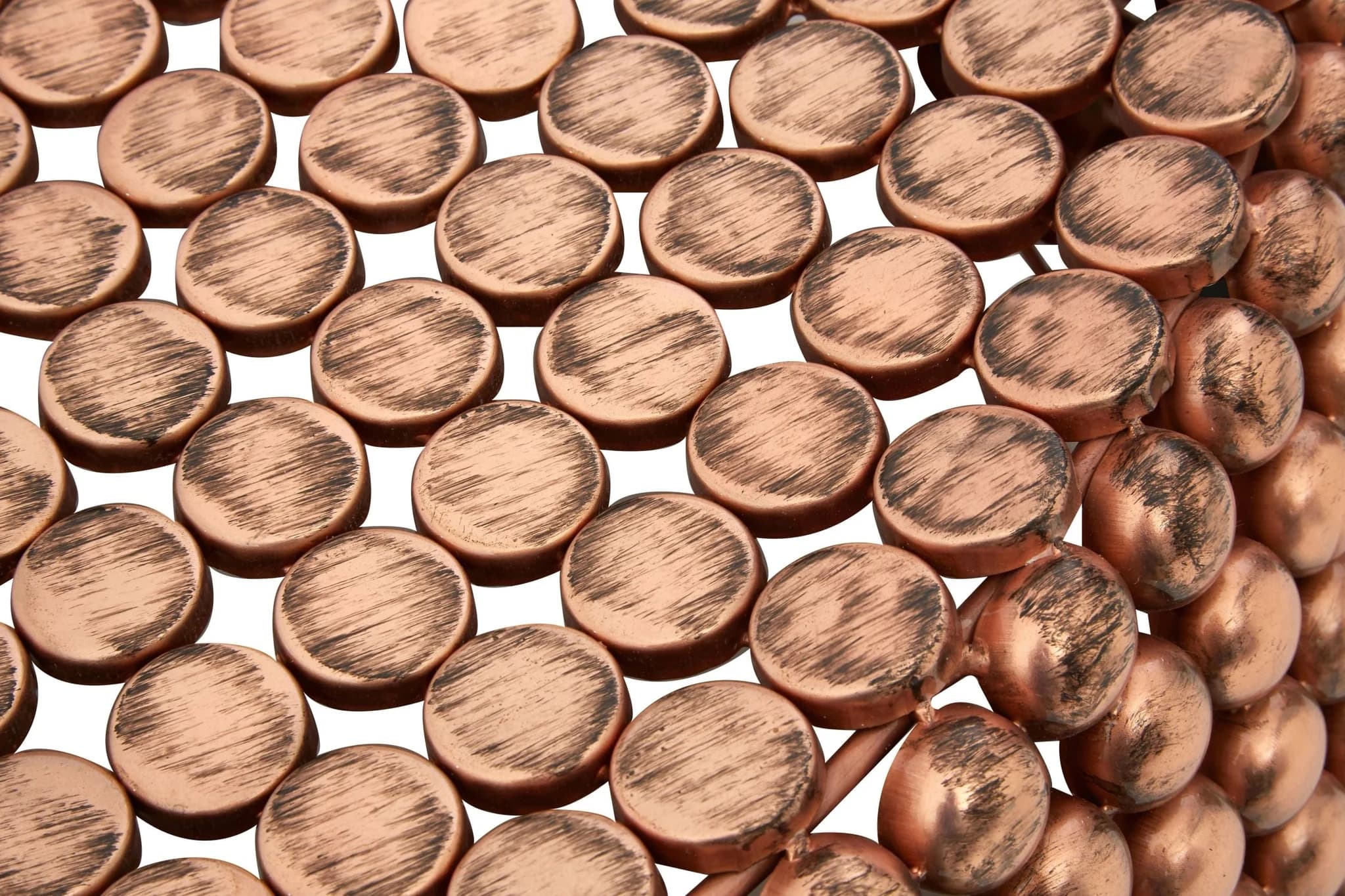 Templar Beaded Copper Finish Round Coffee Table - Tables, photo 3 of 5