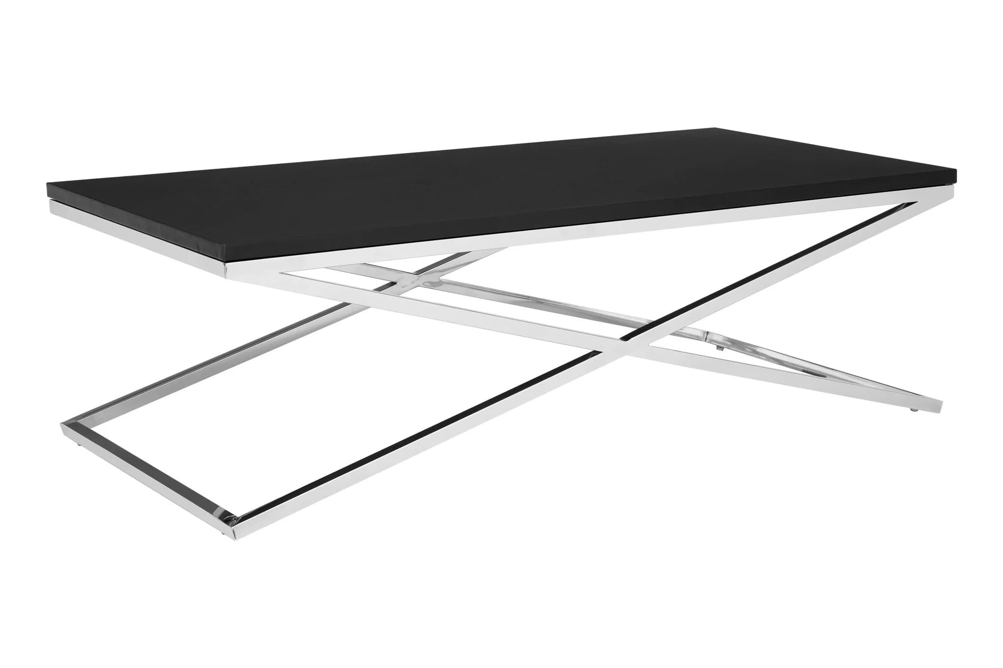 Tribute Black Leather Effect Coffee Table with Silver Base - Tables, photo 2 of 3