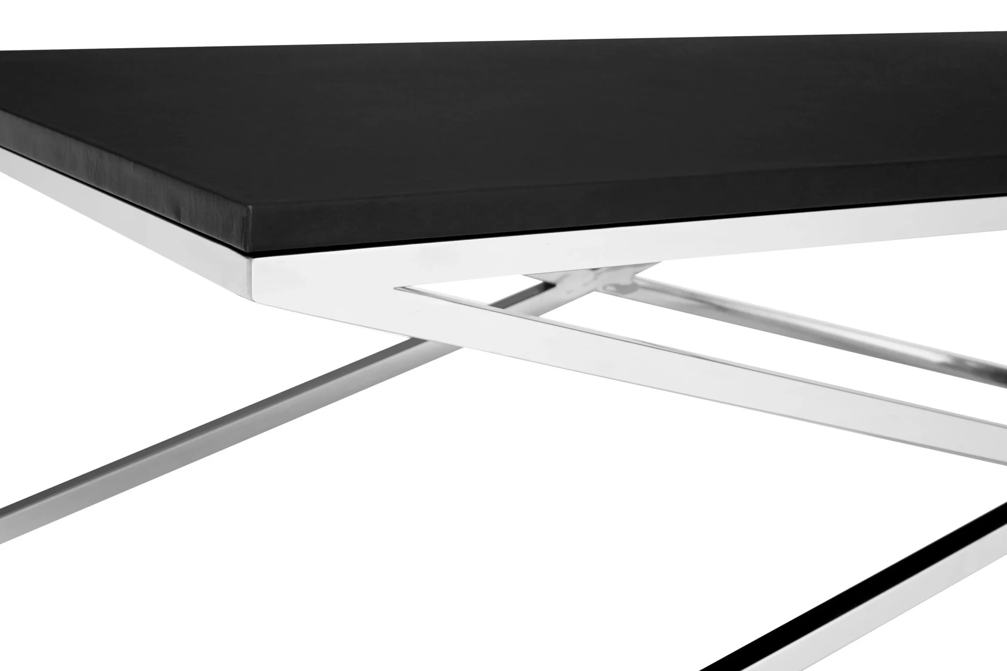 Tribute Black Leather Effect Coffee Table with Silver Base - Tables, photo 3 of 3