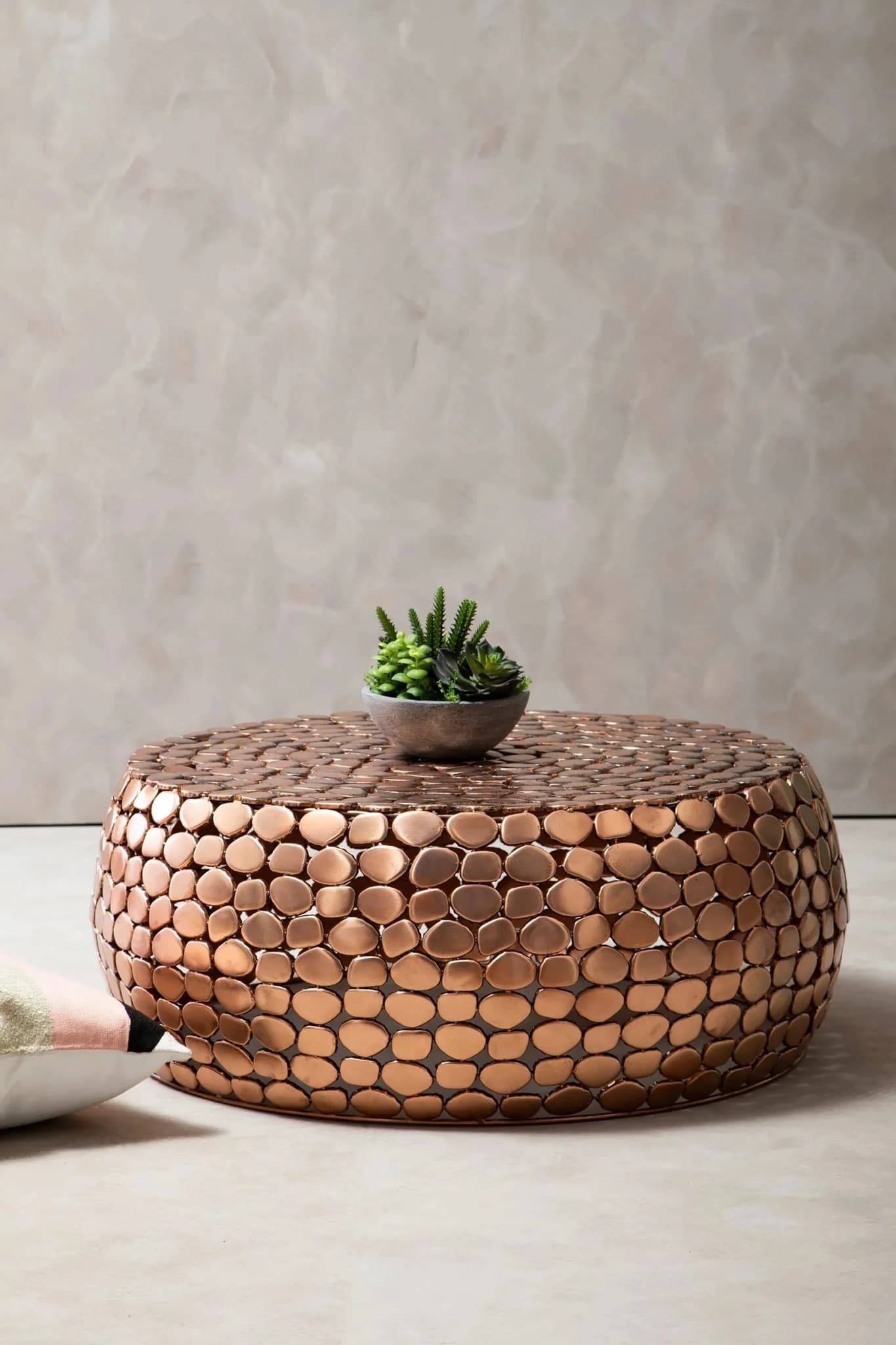 Templar Copper Finish Pebble Design Round Coffee Table - Tables, photo 2 of 2