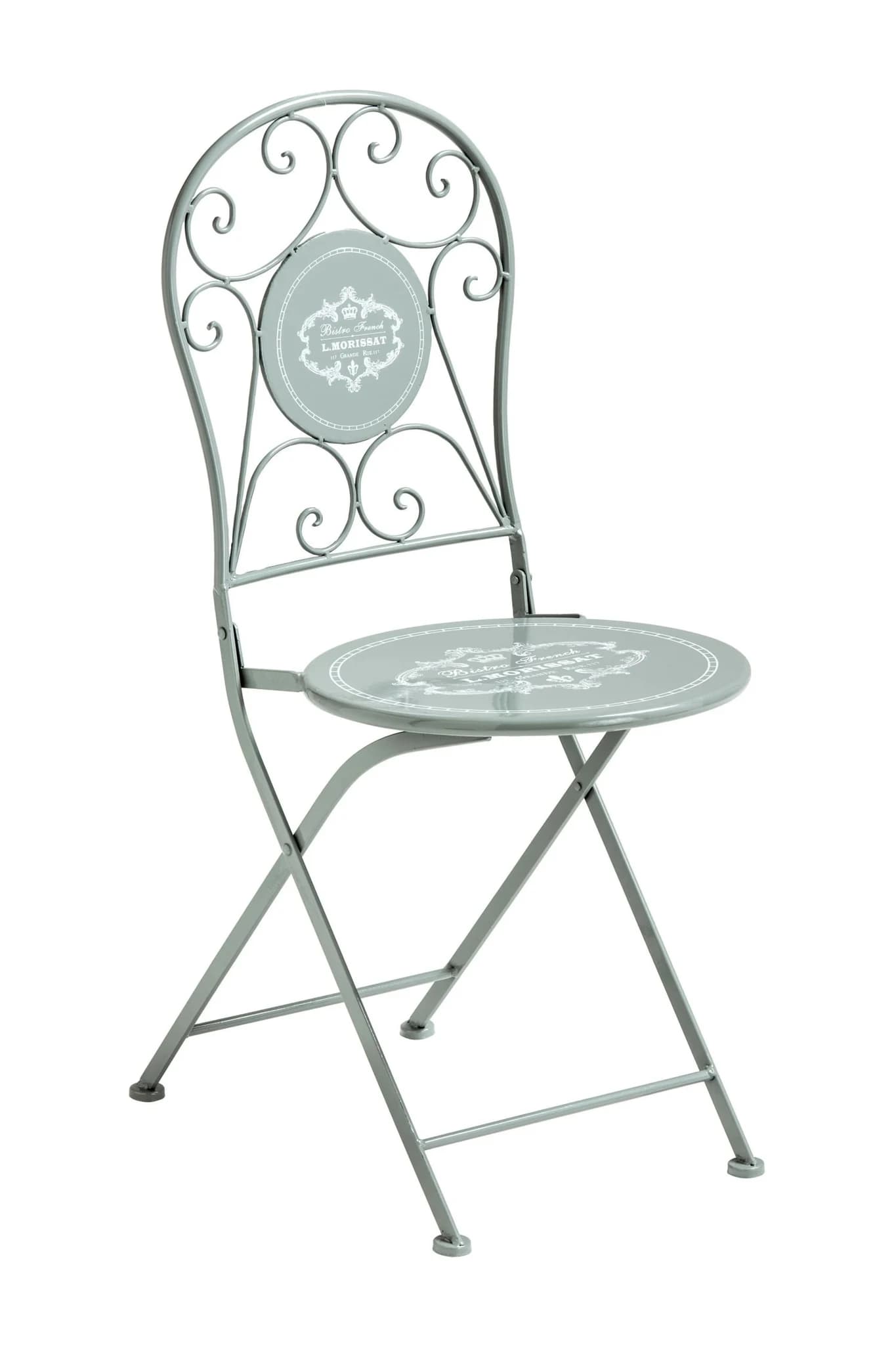Cafe Cassis Grey Metal Folding Bistro Chair - Seating, photo 2 of 2