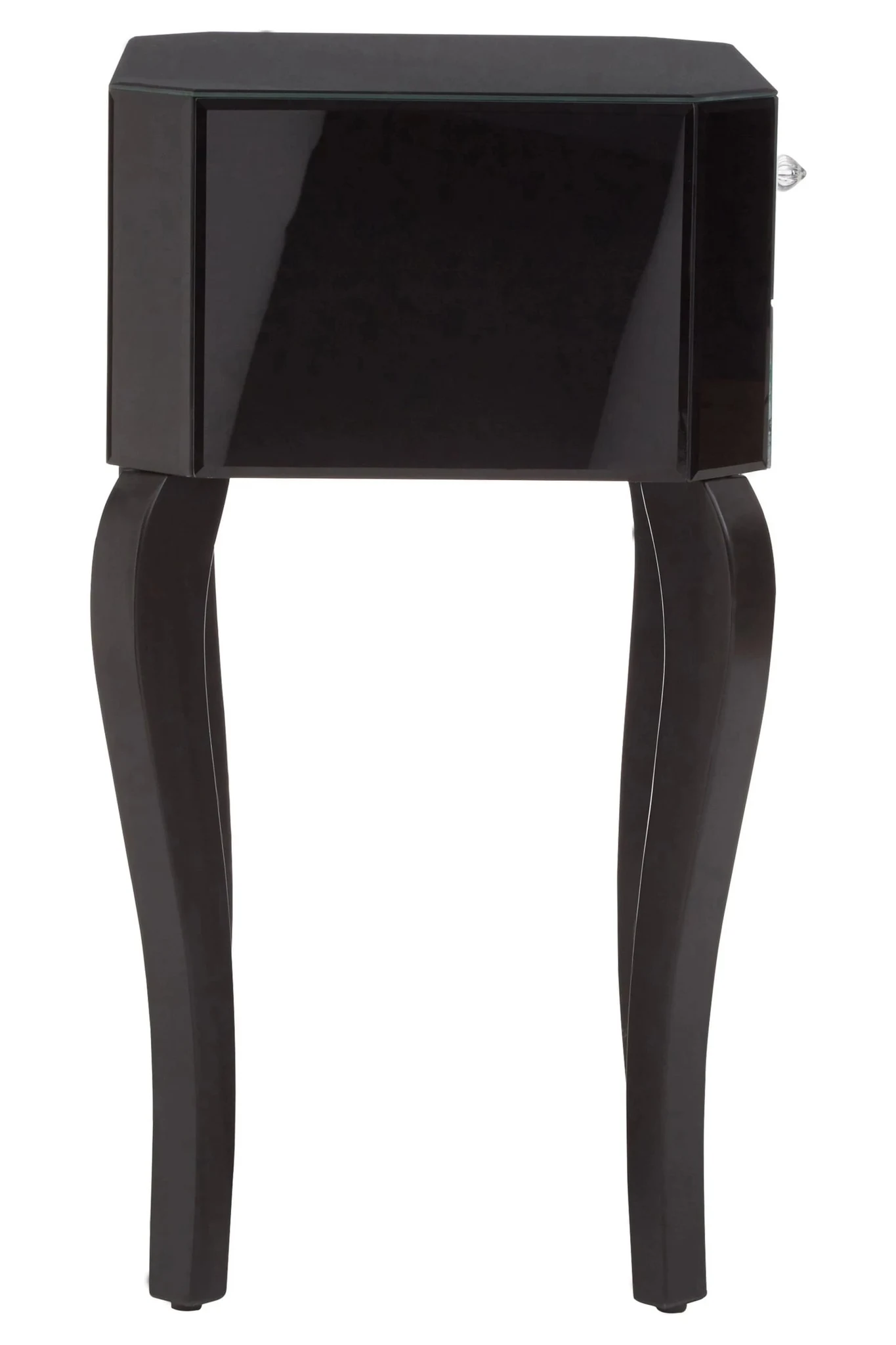 Orchid 1 Drawer Black Mirrored Glass Side Table - Tables, photo 3 of 5