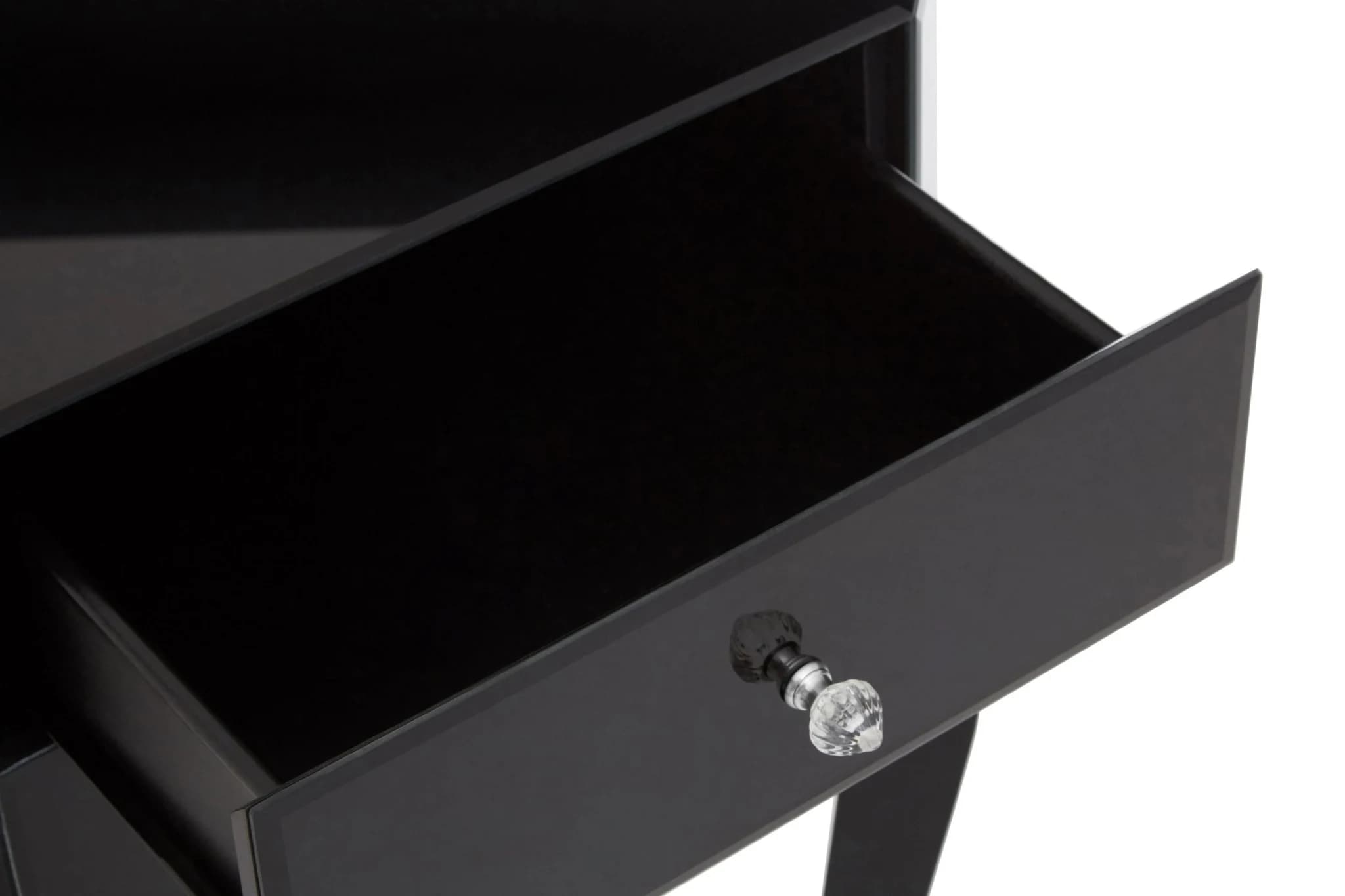 Orchid 1 Drawer Black Mirrored Glass Side Table - Tables, photo 5 of 5