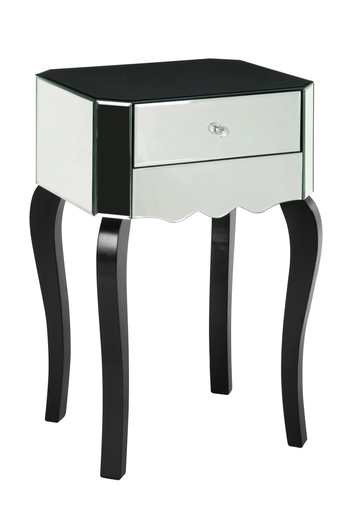 Orchid 1 Drawer Mirrored Glass Side Table - Tables, photo 2 of 2