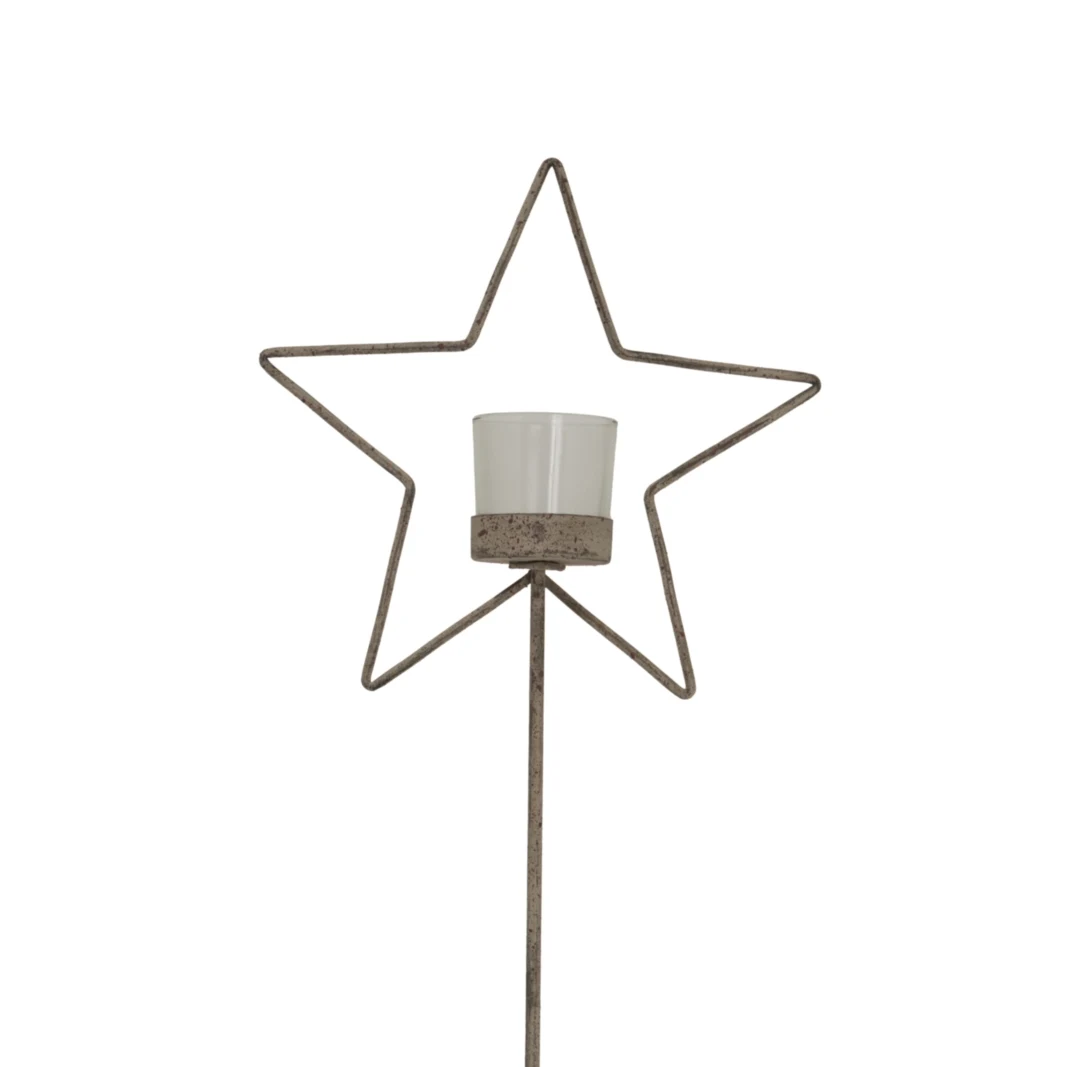 Natural Rustic Star On Wood Stand With Glass Votive - Candles, photo 2 of 5