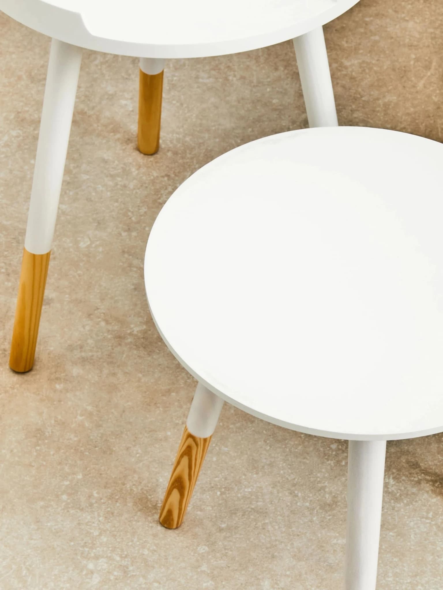 Viborg White And Natural Round Side Table - Tables, photo 2 of 4