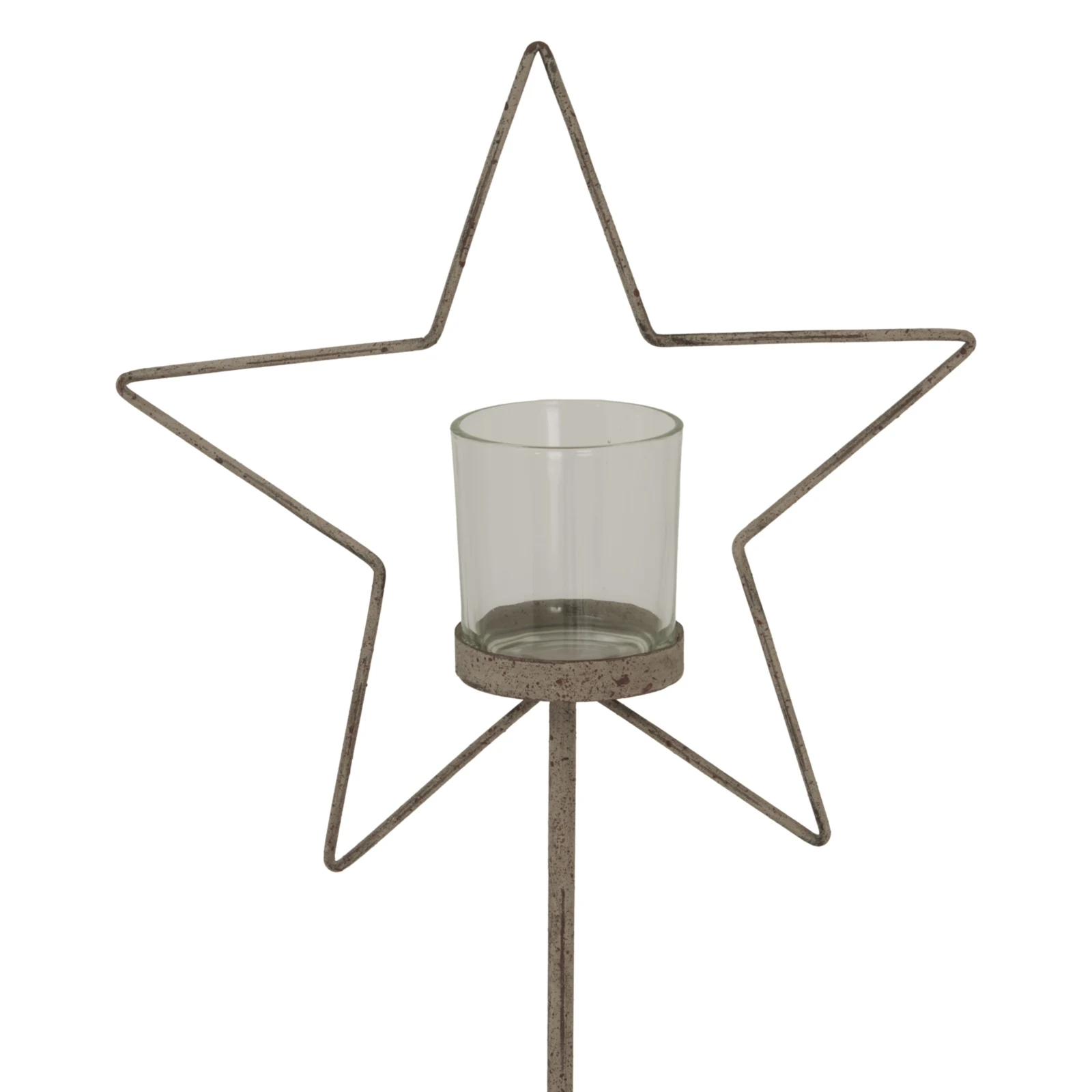 Large Natural Rustic Star On Wood Stand With Glass Votive - Candles, photo 2 of 4