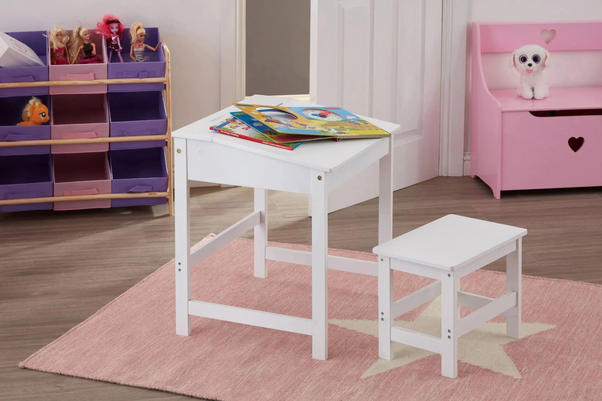 Kids Pink Heart Design Storage Box And Seat - Decorative, photo 2 of 5