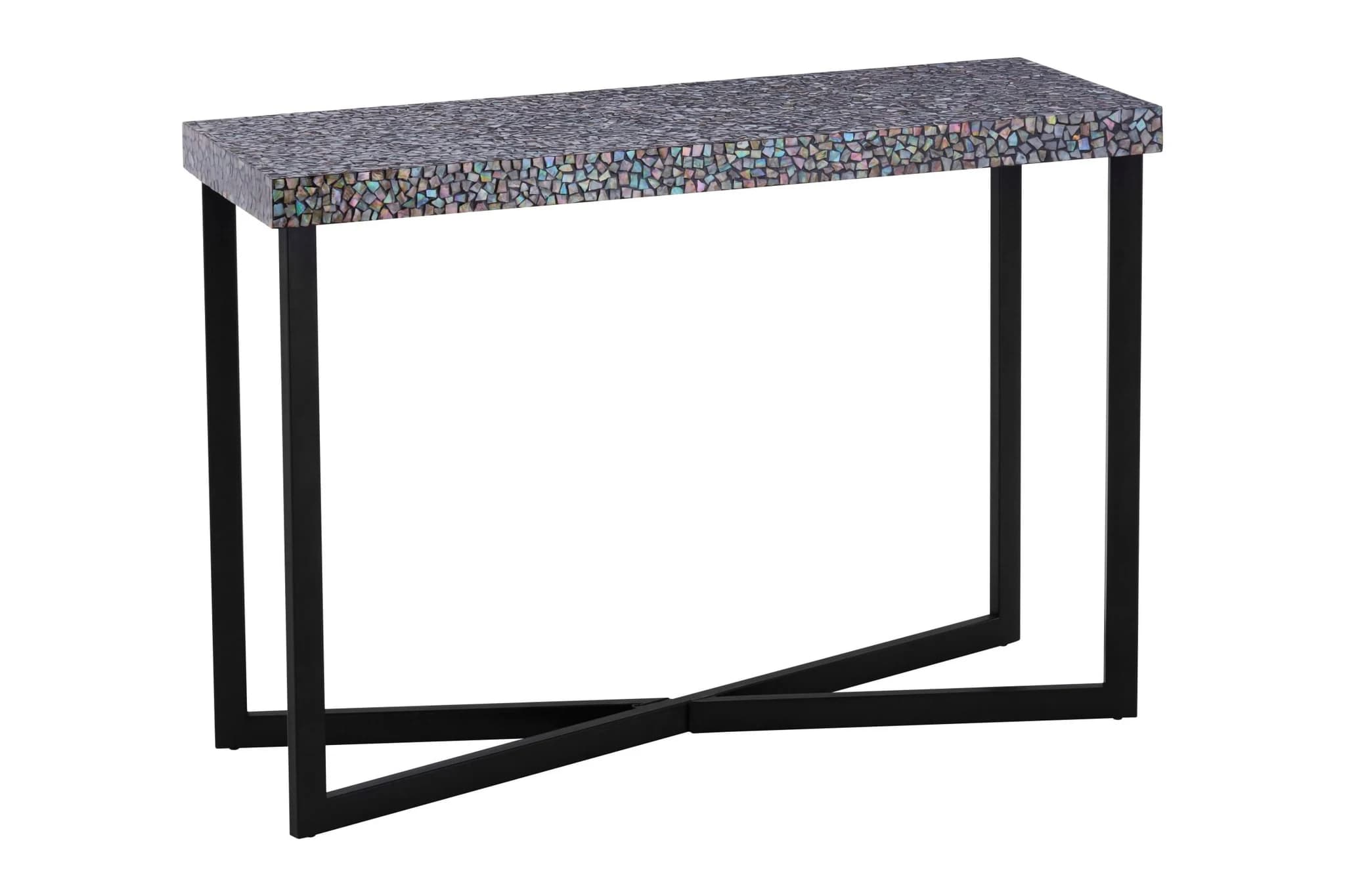 Fusion Crackle Shell Mosaic Rectangular Console Table - Tables, photo 2 of 3