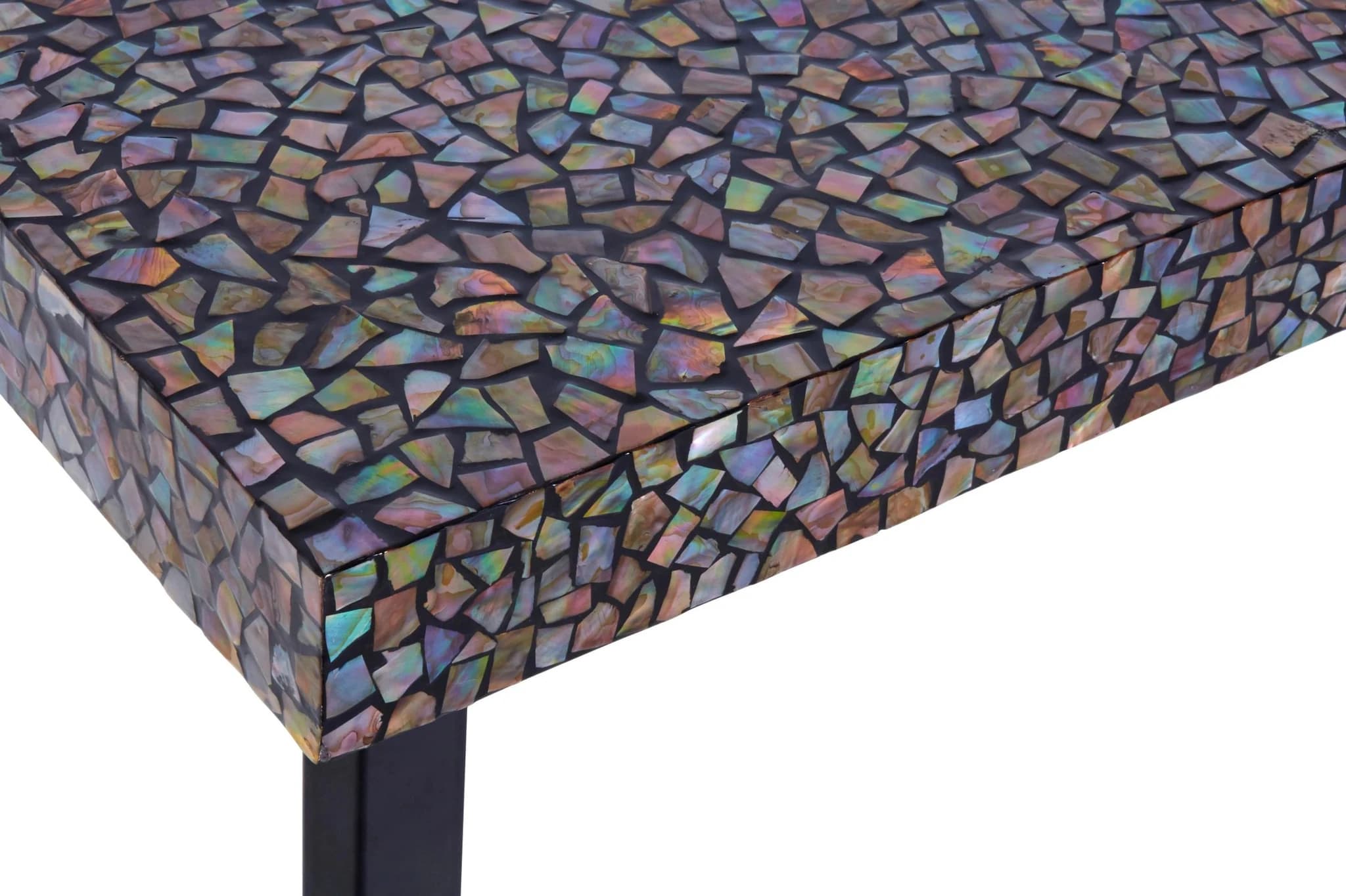 Fusion Crackle Shell Mosaic Rectangular Console Table - Tables, photo 3 of 3