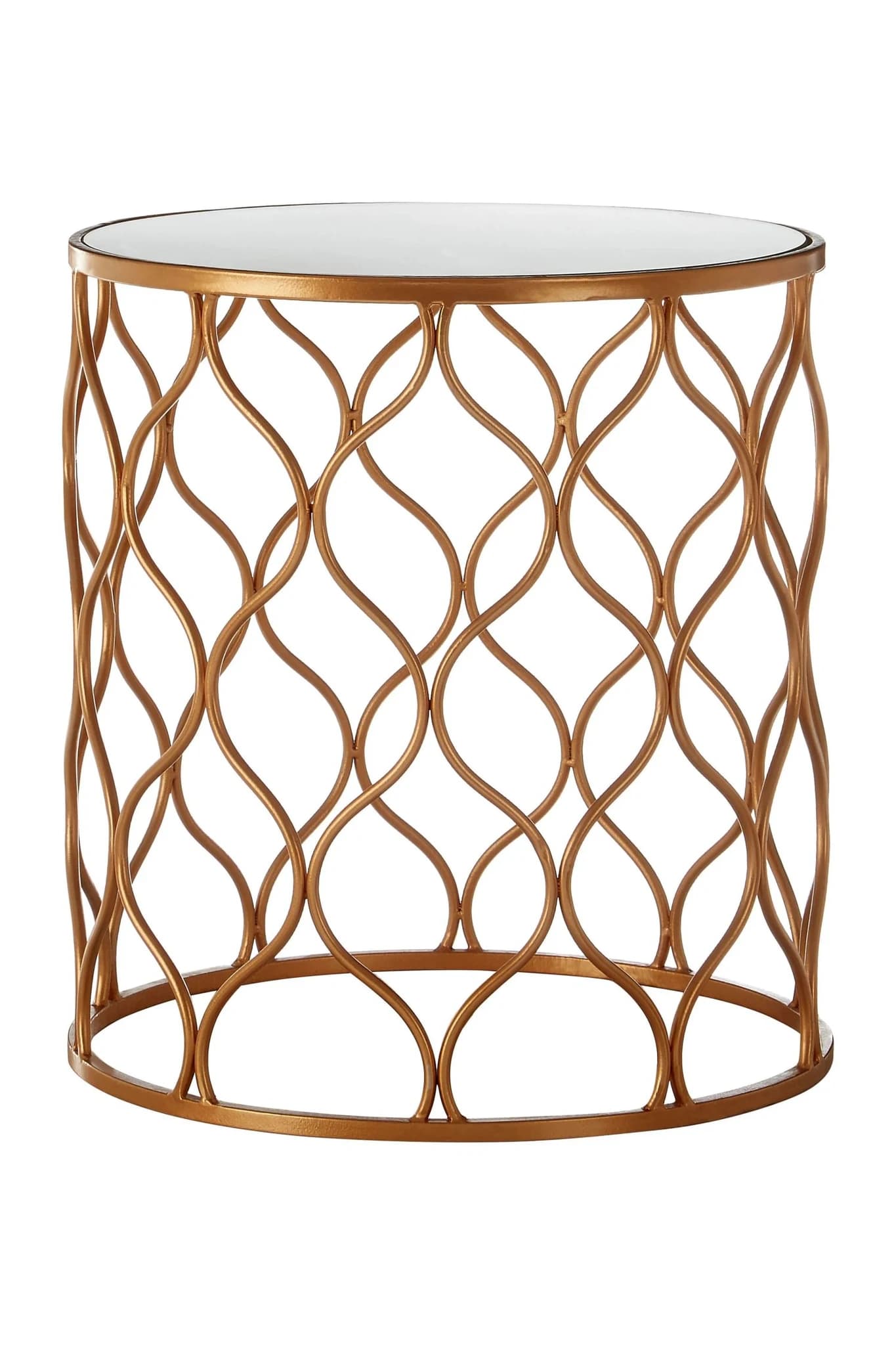 Avantis Set Of Two Copper Finish Side Tables with Mirror Tops - Tables, photo 6 of 7