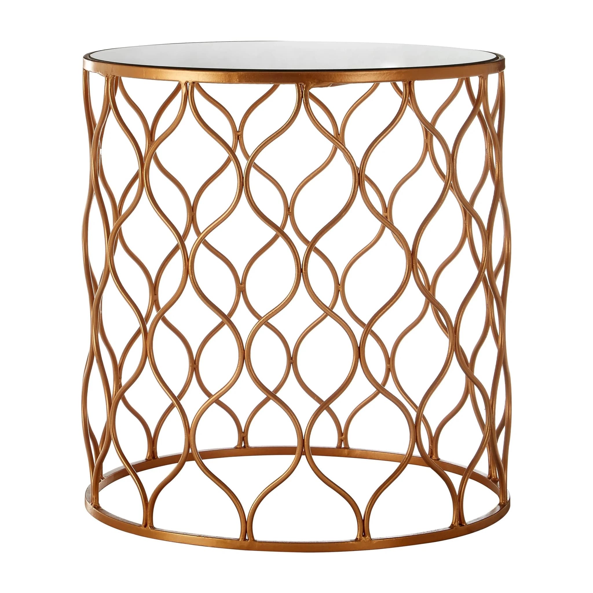 Avantis Set Of Two Copper Finish Side Tables with Mirror Tops - Tables, photo 5 of 7