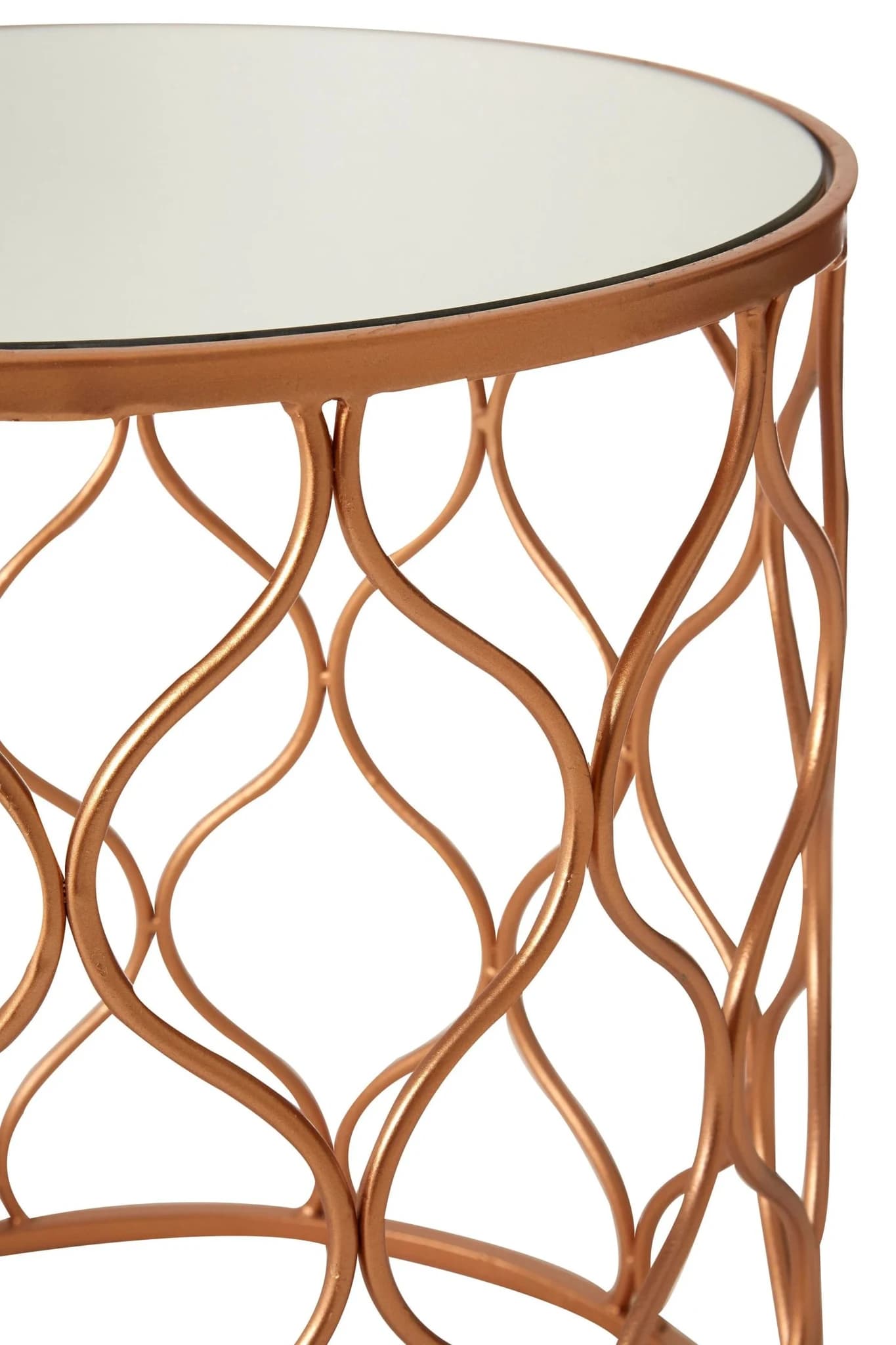 Avantis Set Of Two Copper Finish Side Tables with Mirror Tops - Tables, photo 7 of 7
