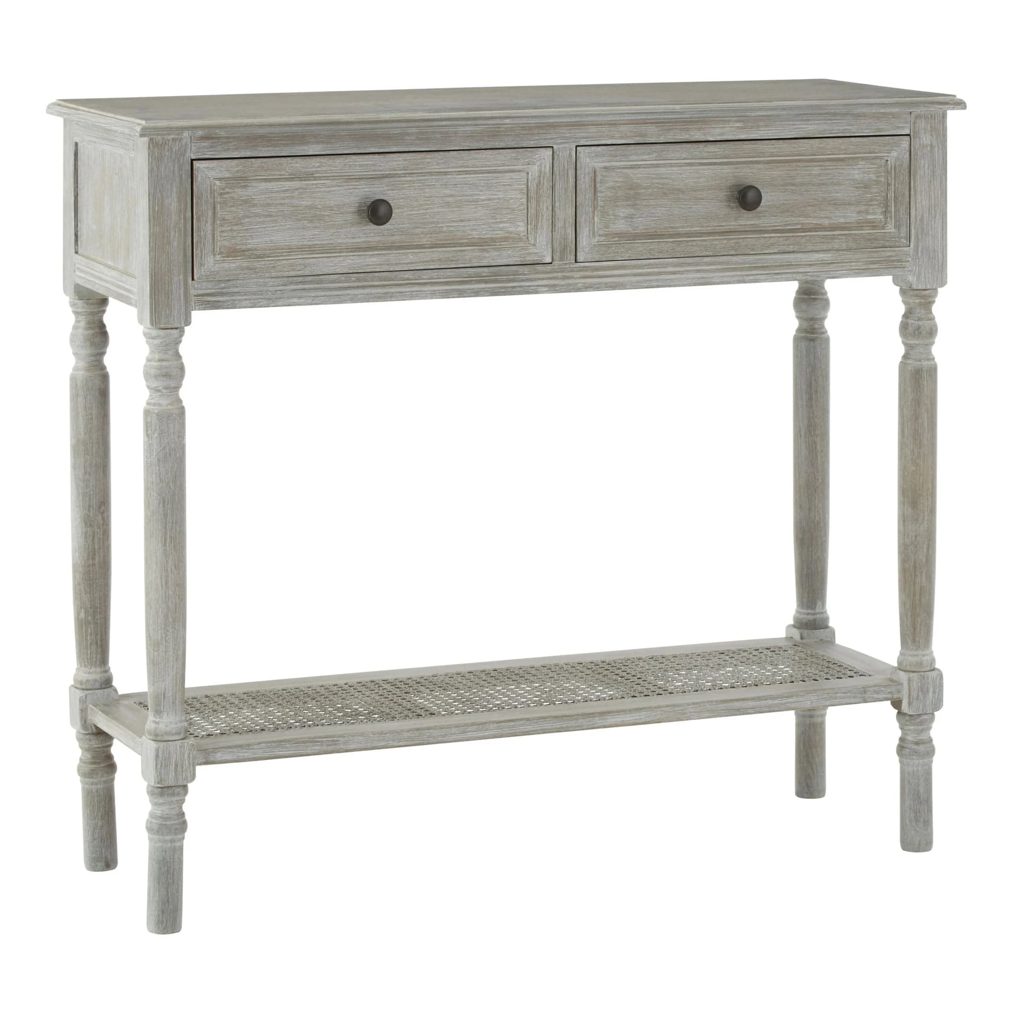Heritage Two Drawer Grey Wash Wooden Console Table - Tables, photo 5 of 8
