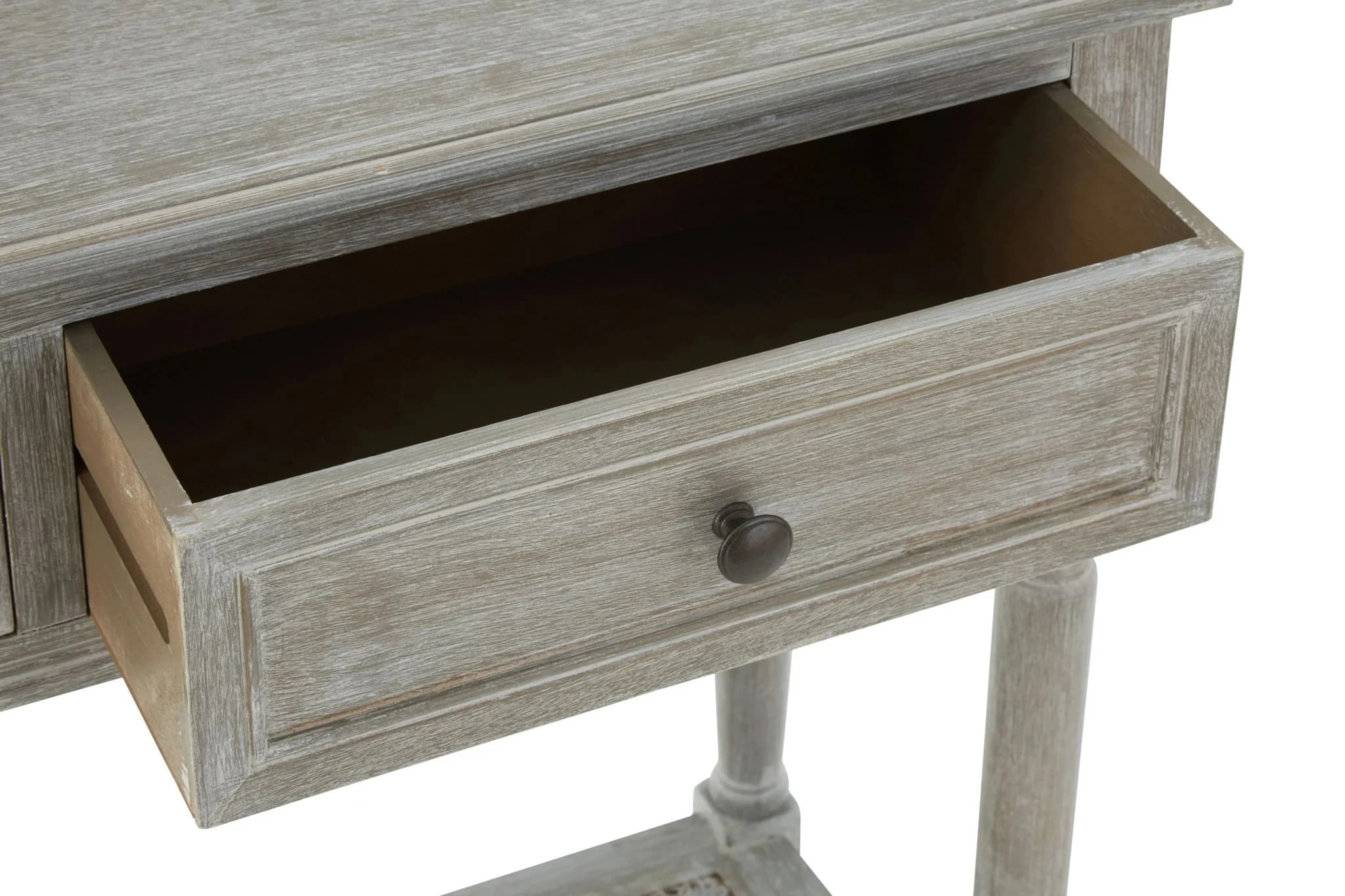 Heritage Two Drawer Grey Wash Wooden Console Table - Tables, photo 7 of 8