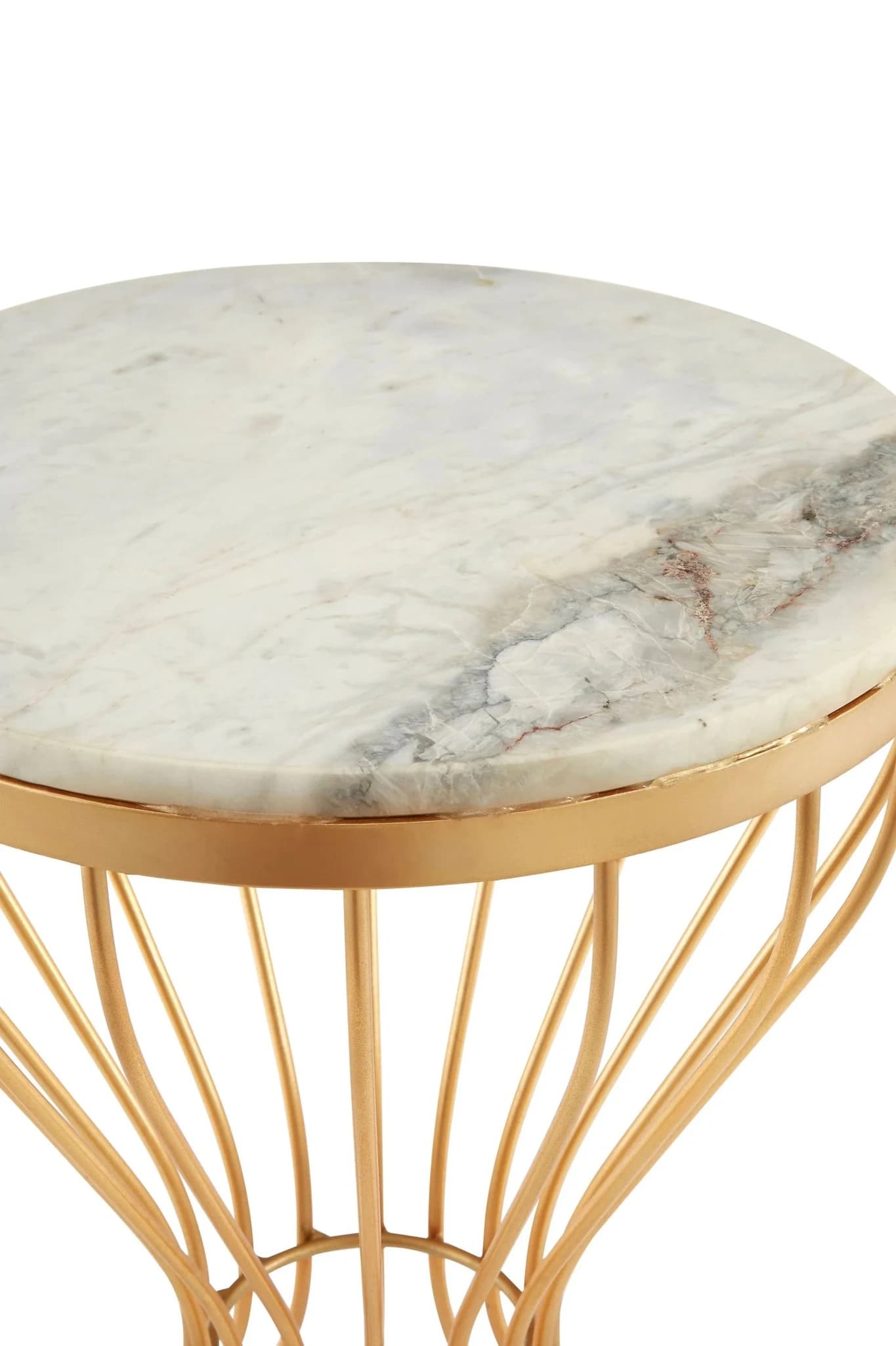 Templar White Marble and Gold Base Round Side Table - Tables, photo 7 of 7