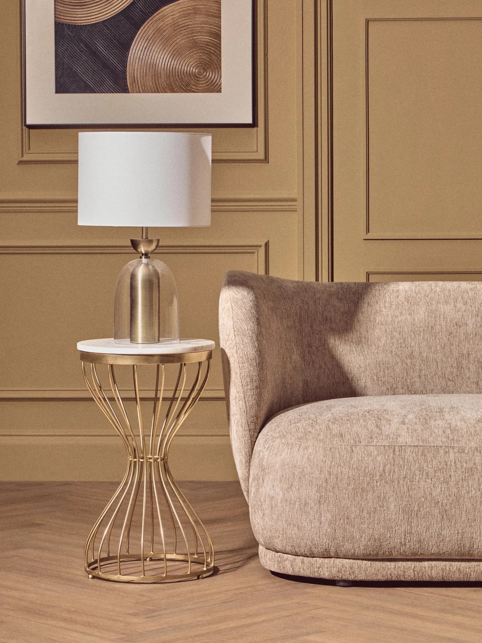 Templar White Marble and Gold Base Round Side Table - Tables, photo 5 of 7