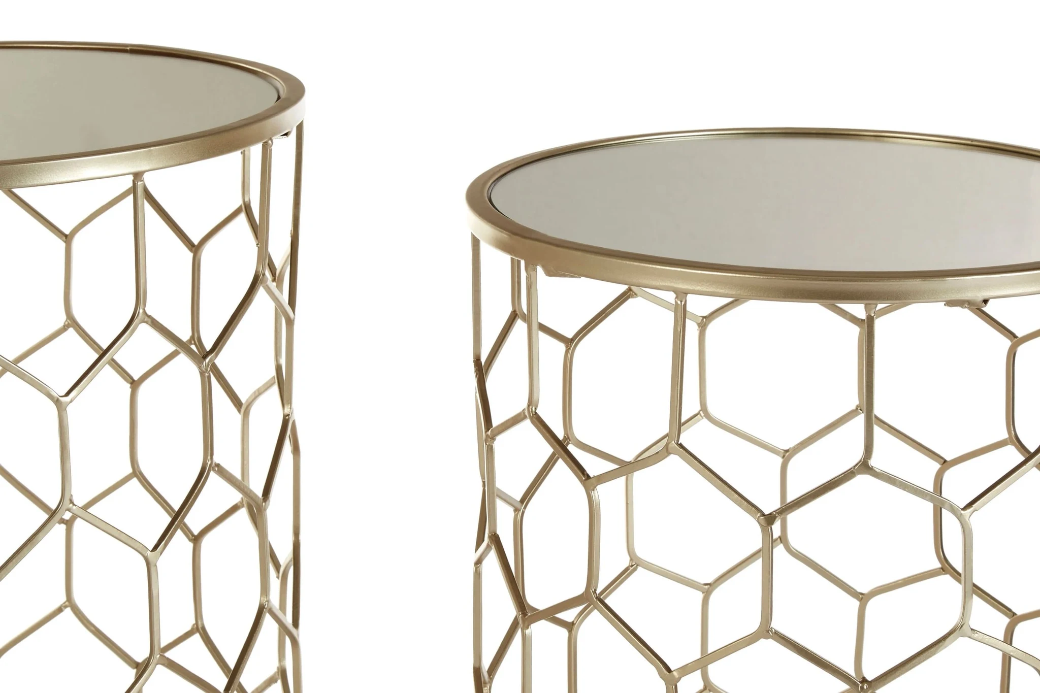 Arcana Champagne Finish Set Of Two Honeycomb Side Tables. - Tables, photo 7 of 7