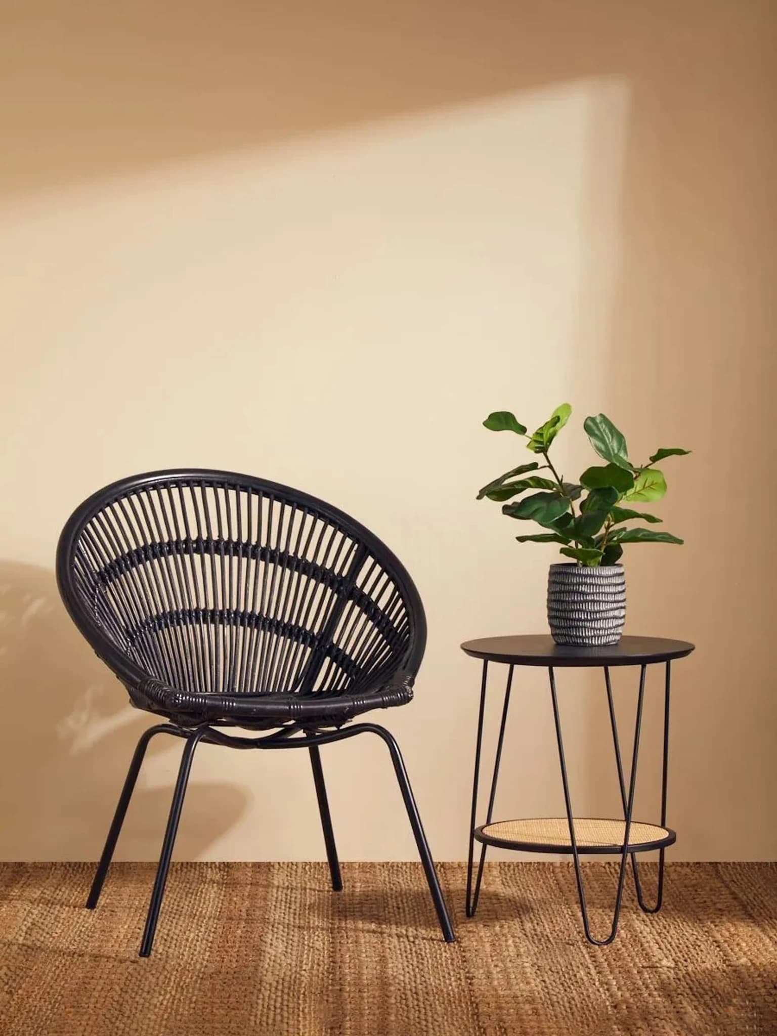 Lagom Black Natural Rattan Chair With Iron Legs - Seating, photo 4 of 8