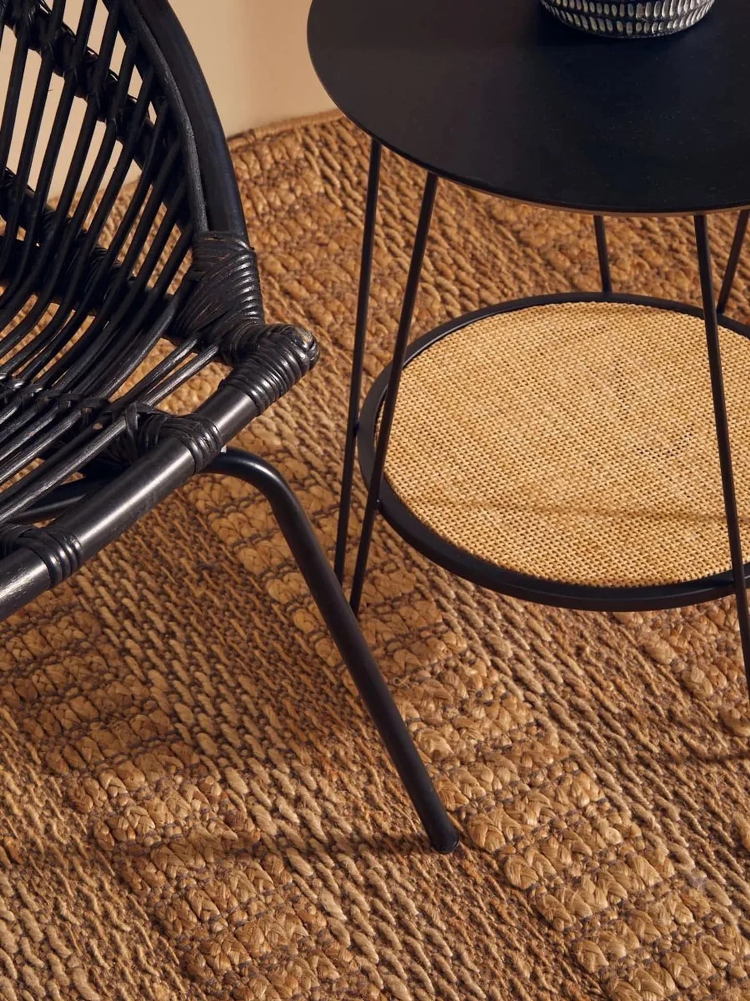 Lagom Black Natural Rattan Chair With Iron Legs - Seating, photo 2 of 8