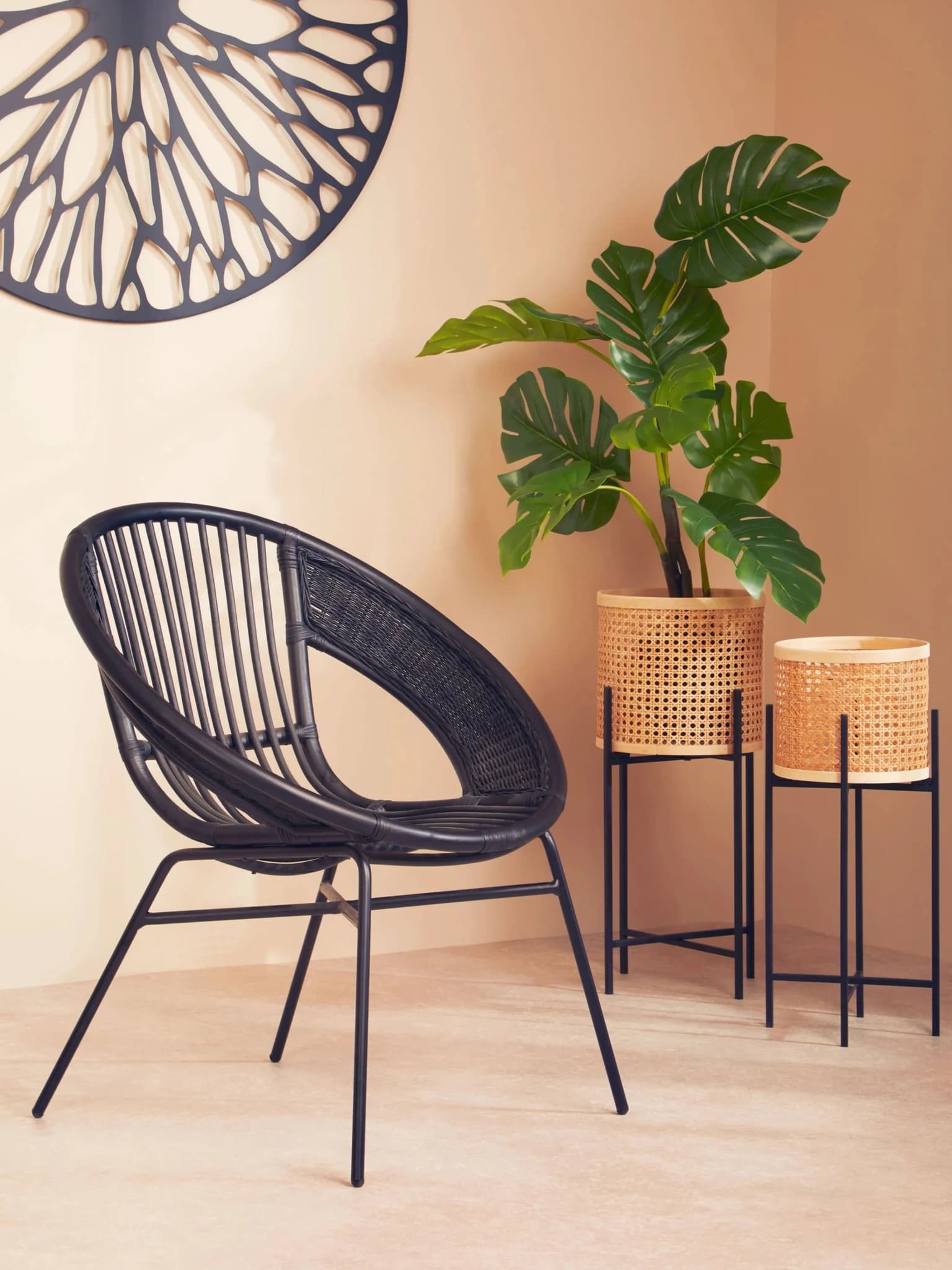 Lagom Black Natural Rattan And Iron Black Chair - Seating, photo 3 of 8