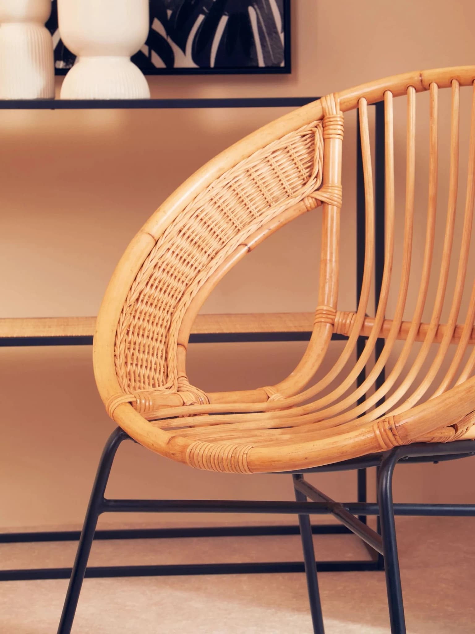 Lagom Natural Rattan And Black Iron Chair - Seating, photo 4 of 8