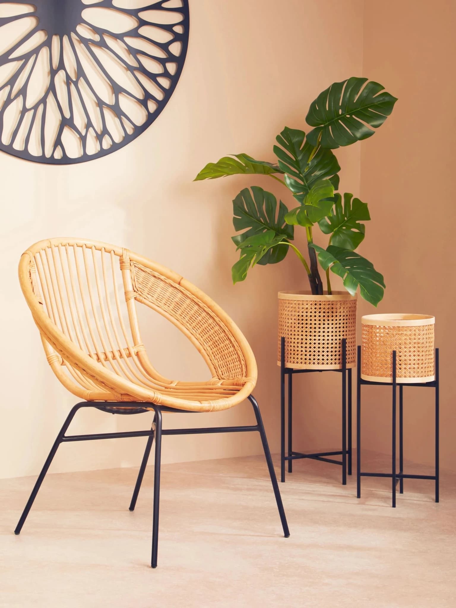 Lagom Natural Rattan And Black Iron Chair - Seating, photo 3 of 8