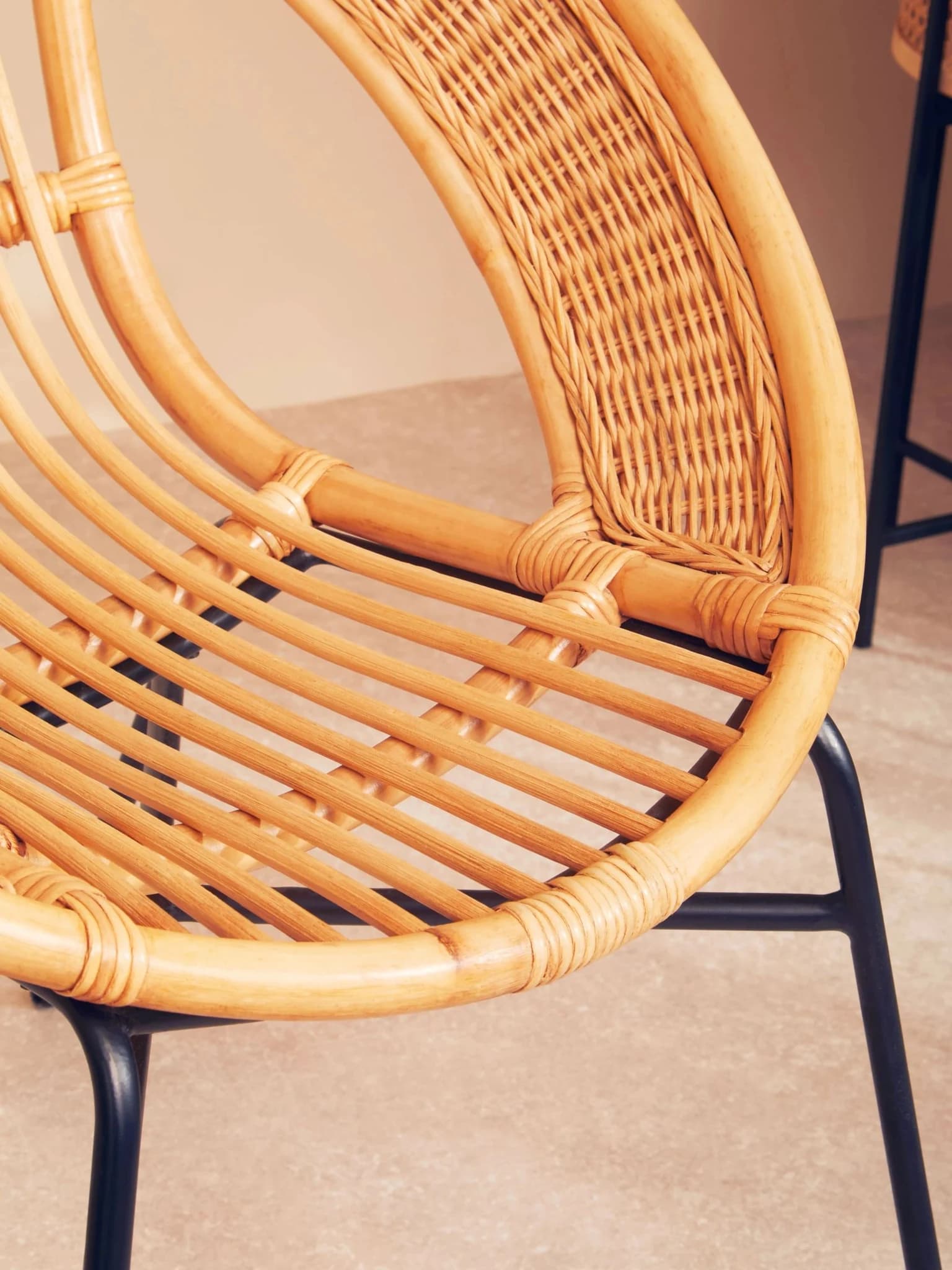 Lagom Natural Rattan And Black Iron Chair - Seating, photo 2 of 8