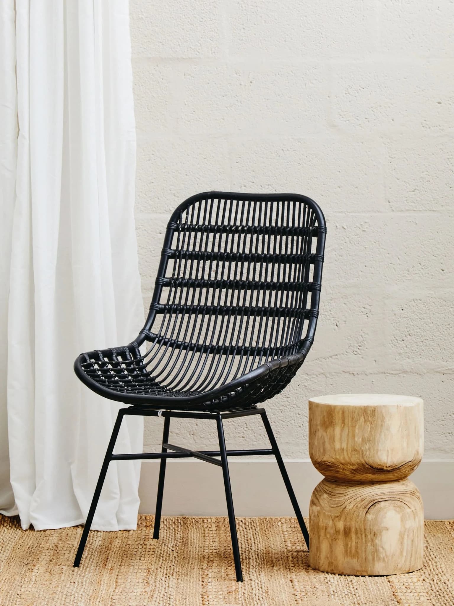 Lagom Curved Black Natural Rattan Chair - Seating, photo 6 of 8
