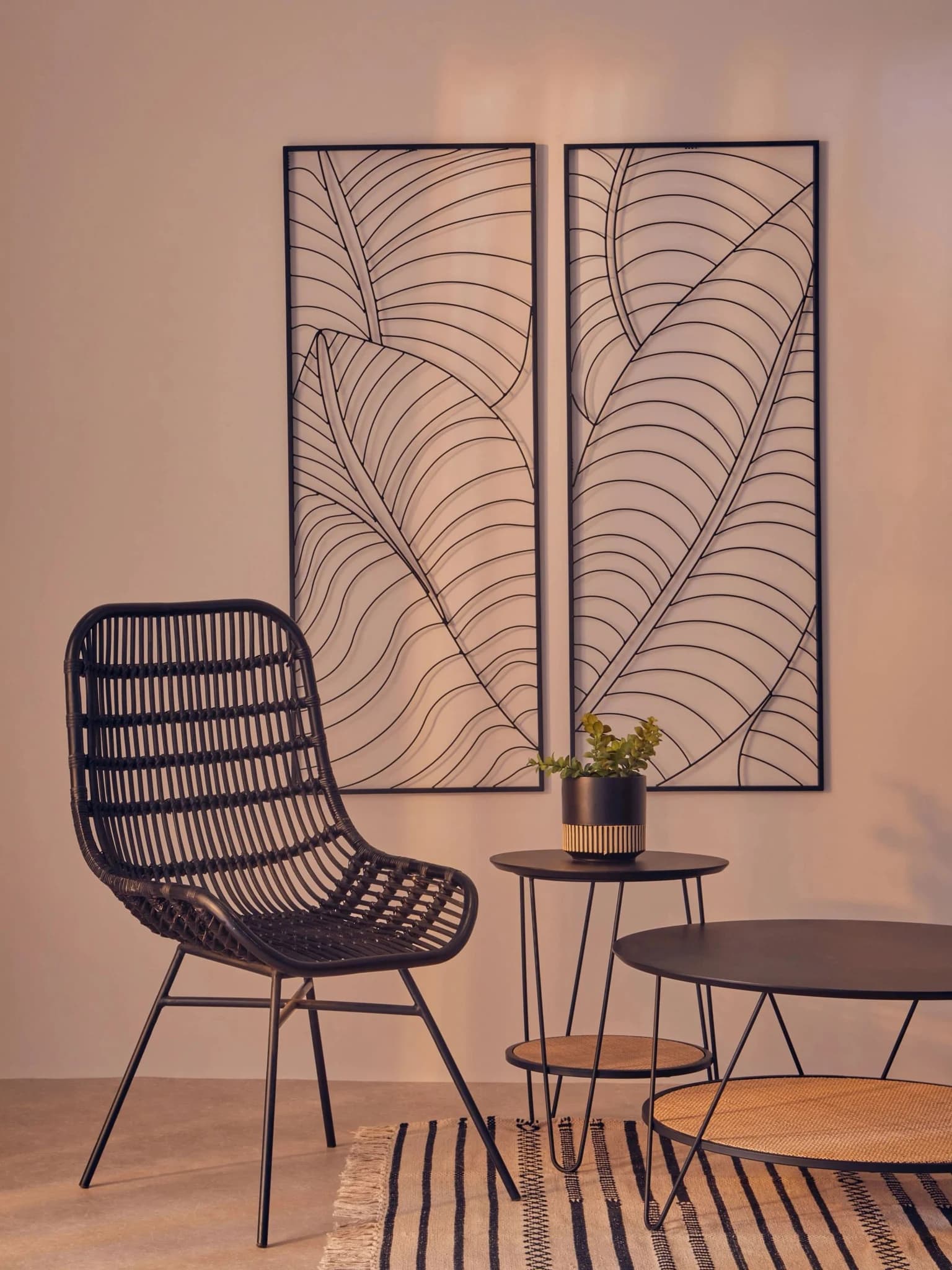 Lagom Curved Black Natural Rattan Chair - Seating, photo 3 of 8