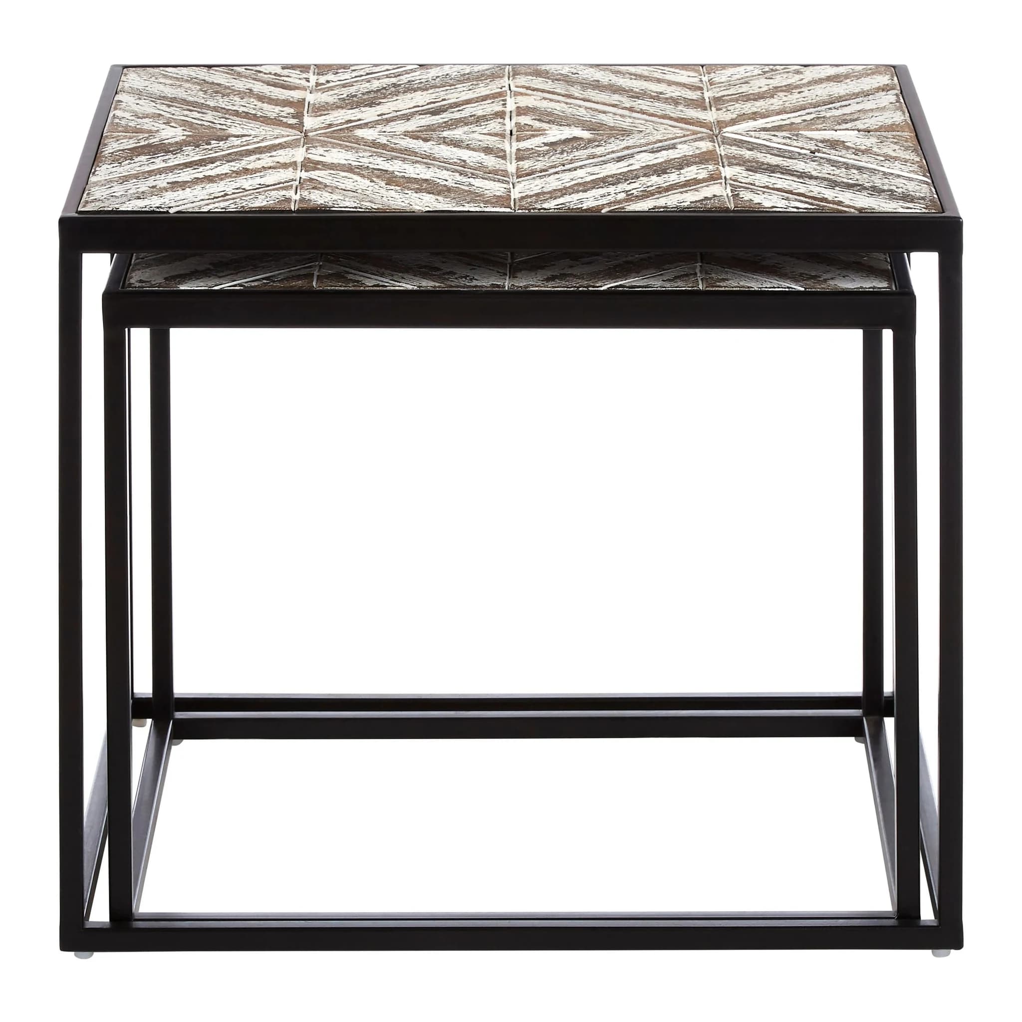 Lombok Rustic Chevron Set Of 2 Side Tables - Tables, photo 3 of 5