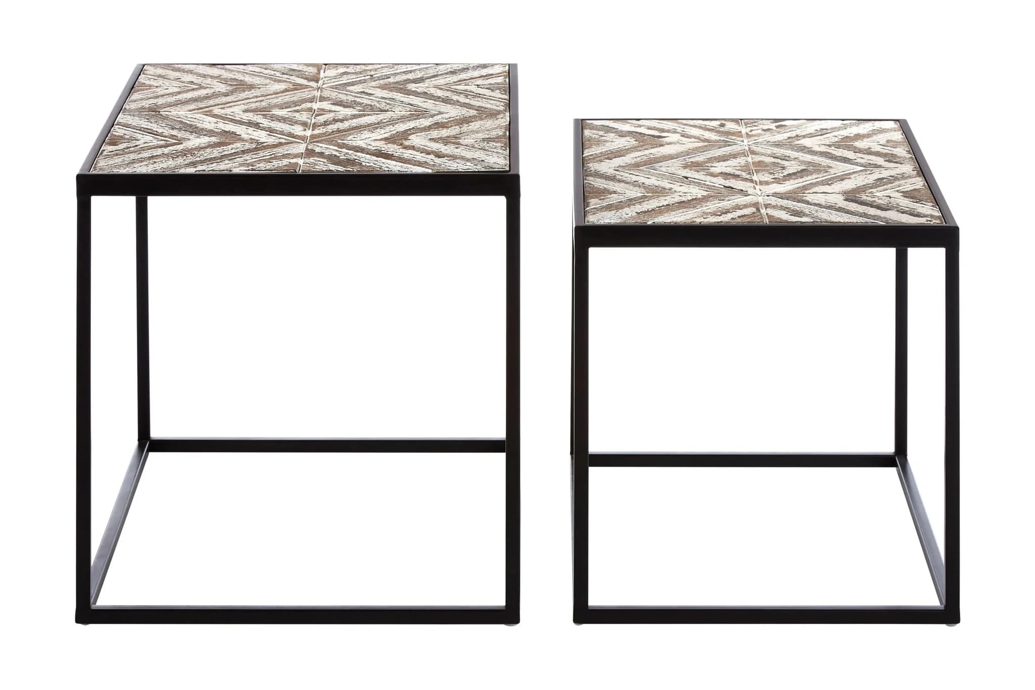 Lombok Rustic Chevron Set Of 2 Side Tables - Tables, photo 2 of 5