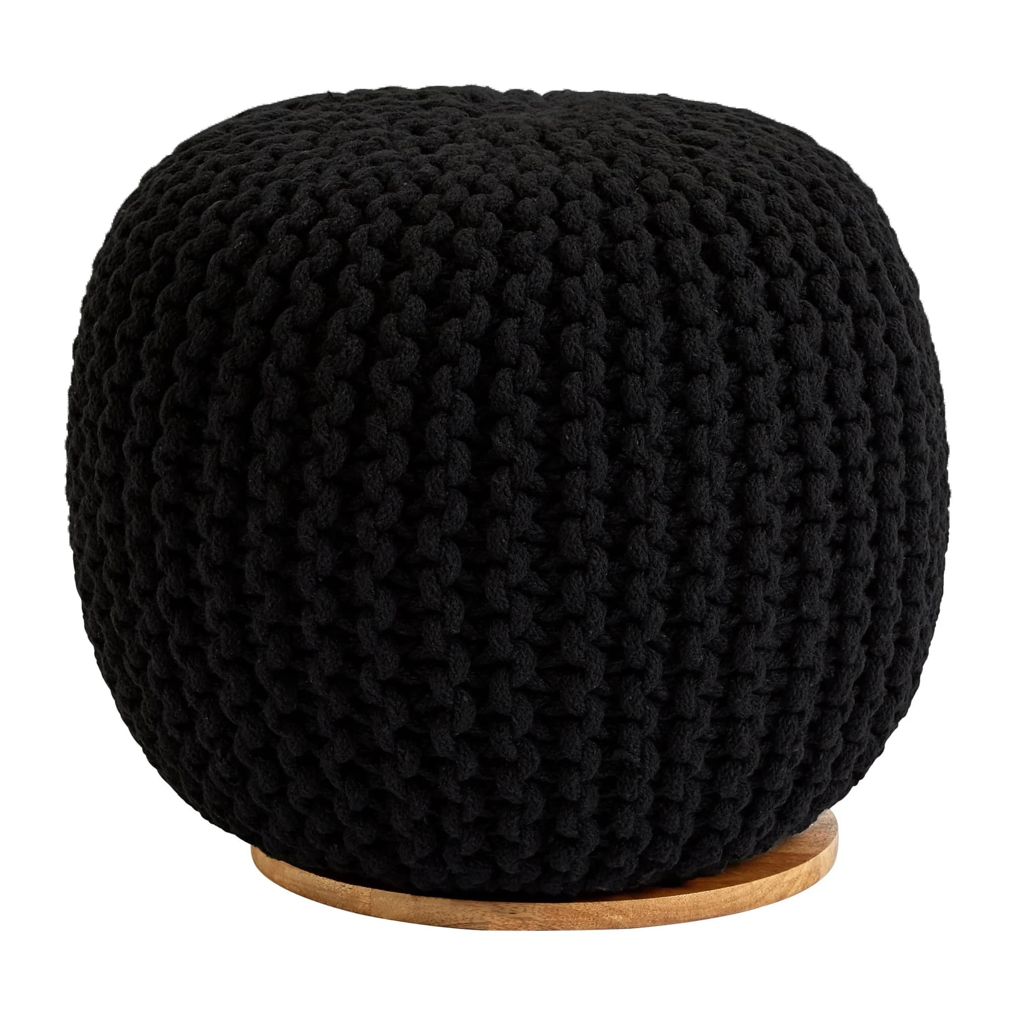 Fusion Black Knitted Pouffe - Decorative, photo 2 of 3