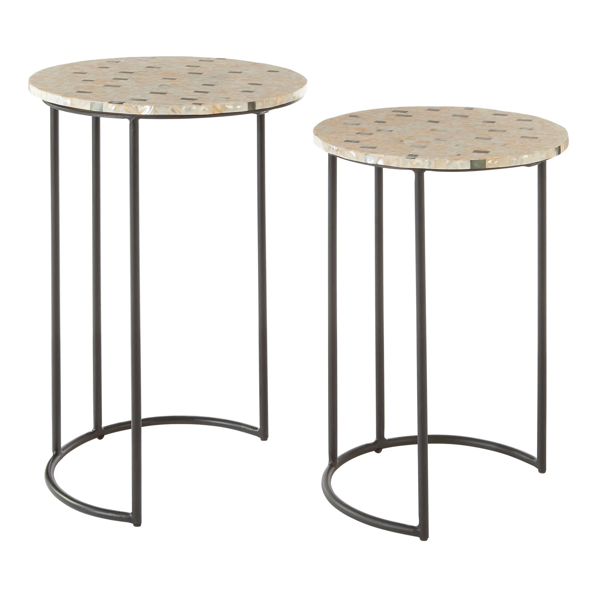 Halle Set of Two Mother Of Pearl Nesting Side Tables - Tables, photo 2 of 5