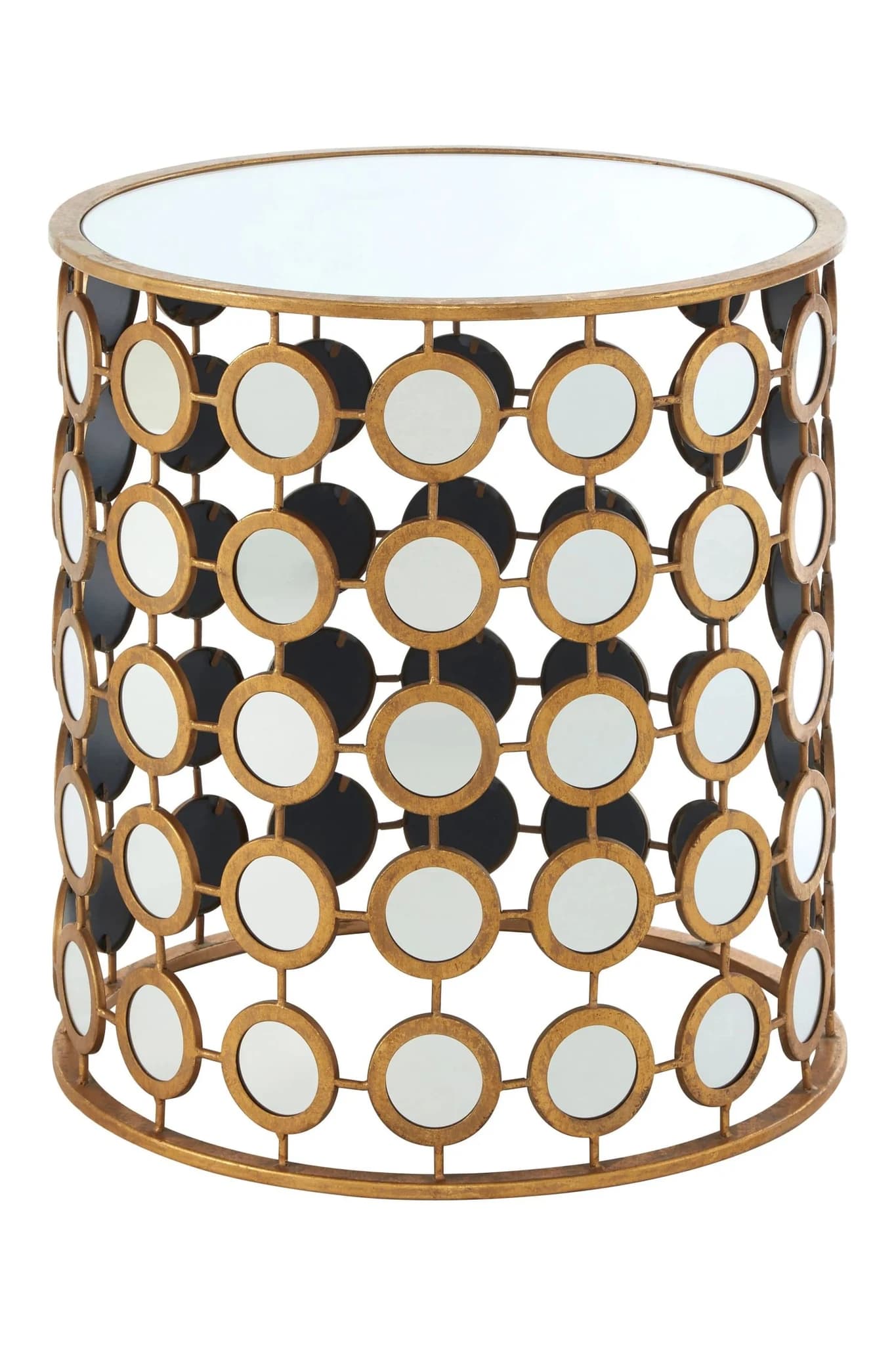 Zariah Gold Finish Mirror Side Table - Tables, photo 2 of 4