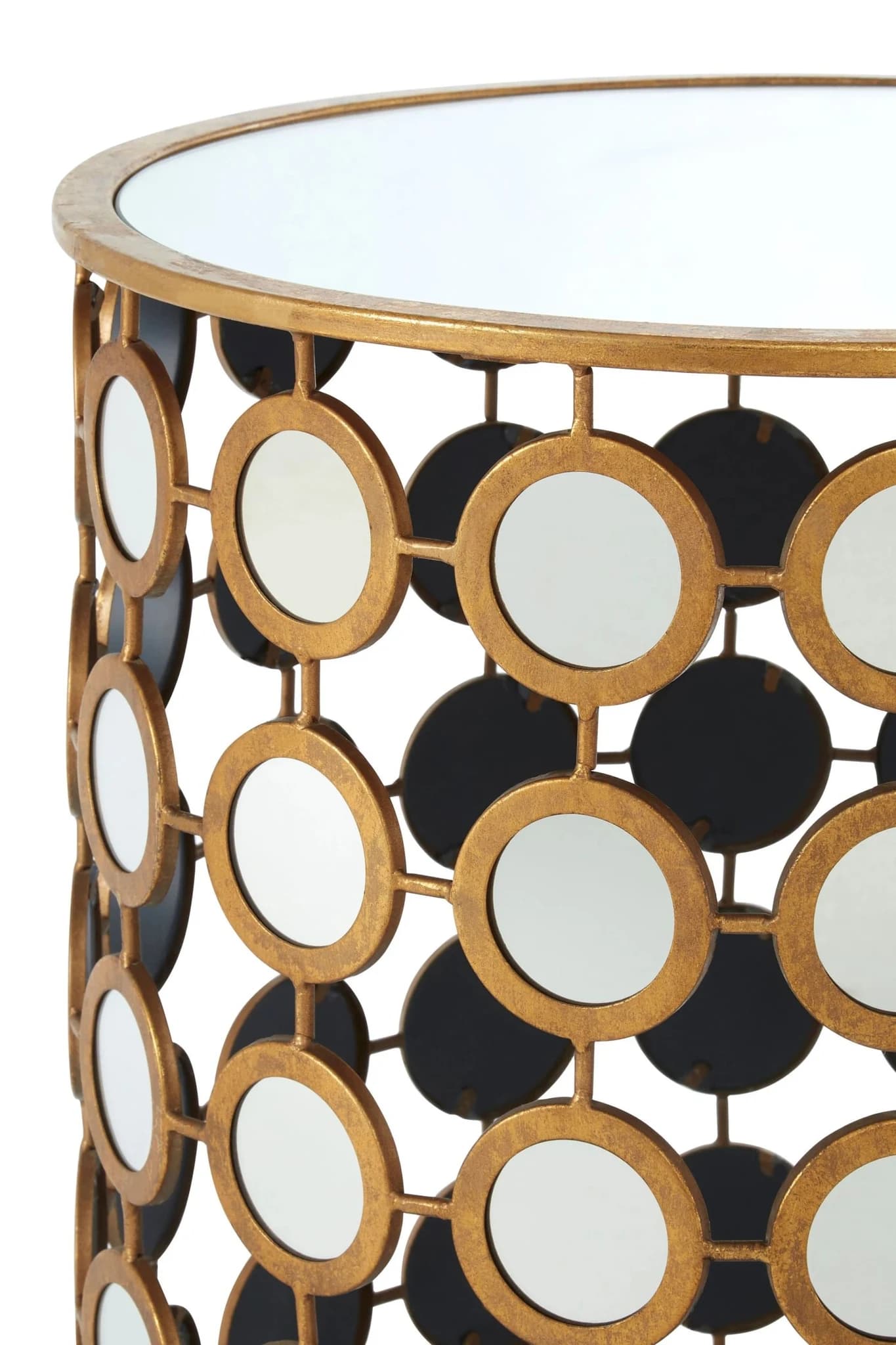 Zariah Gold Finish Mirror Side Table - Tables, photo 4 of 4