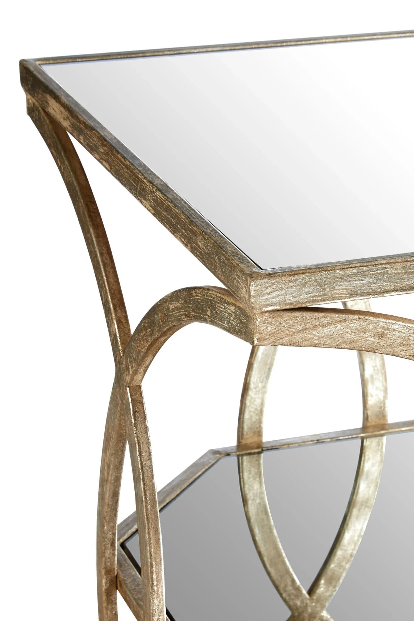 Zariah Antique Silver Finish and Mirror Top Side Table - Tables, photo 4 of 4