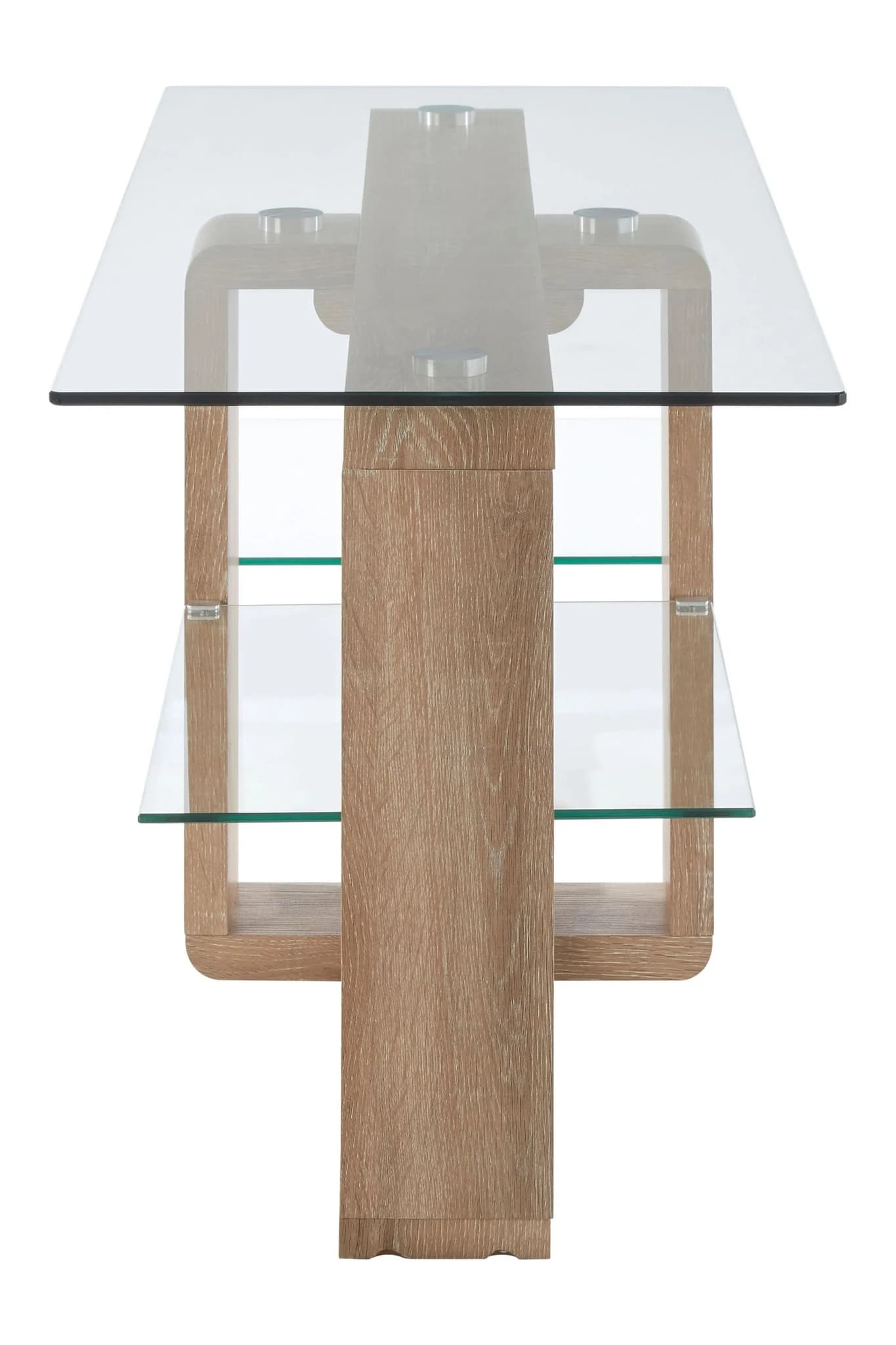 Barton 2 Tier Glass Media Unit with Wood Effect Legs - Bookcases & shelving, photo 2 of 5