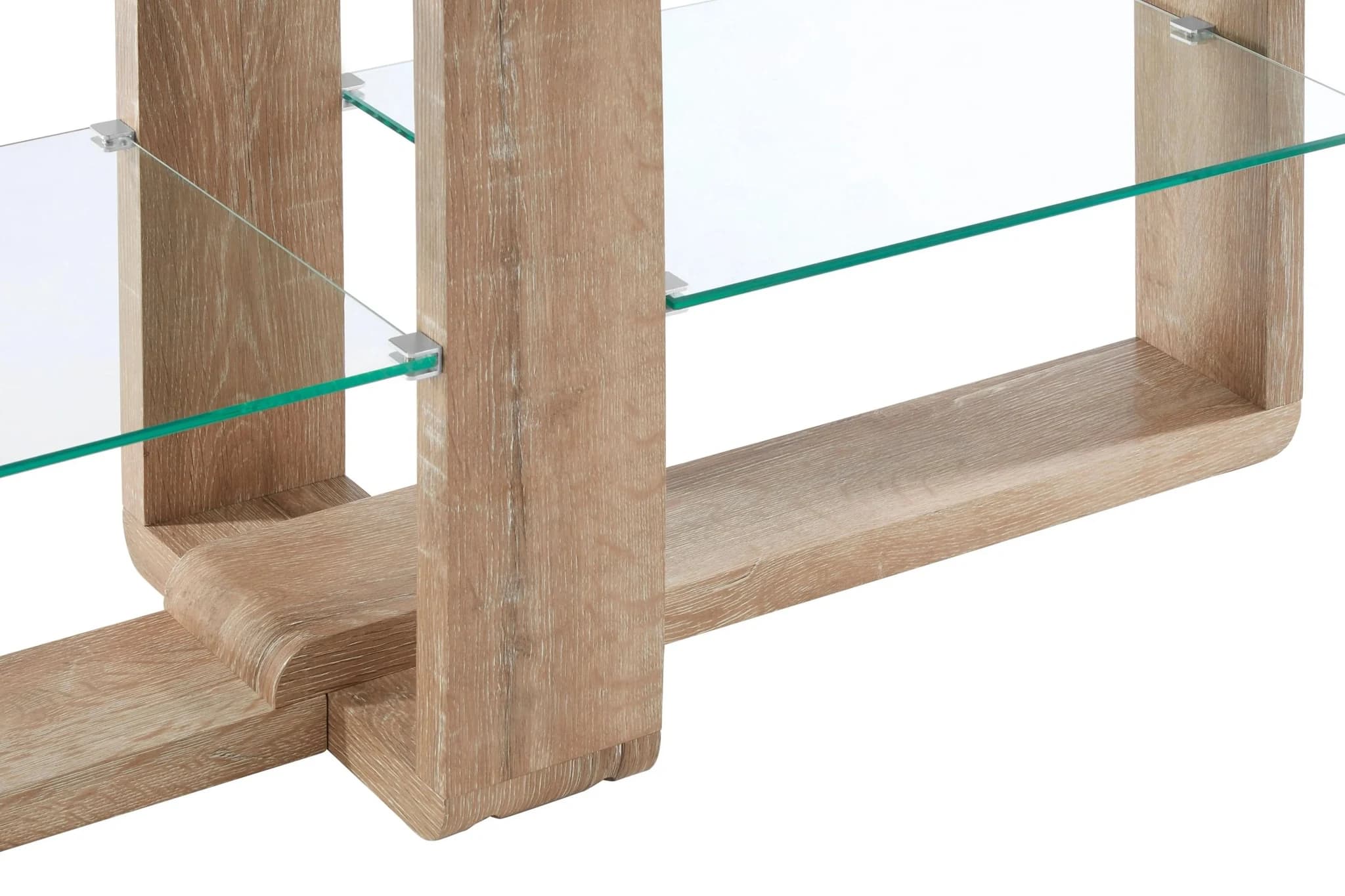 Barton 2 Tier Glass Media Unit with Wood Effect Legs - Bookcases & shelving, photo 4 of 5