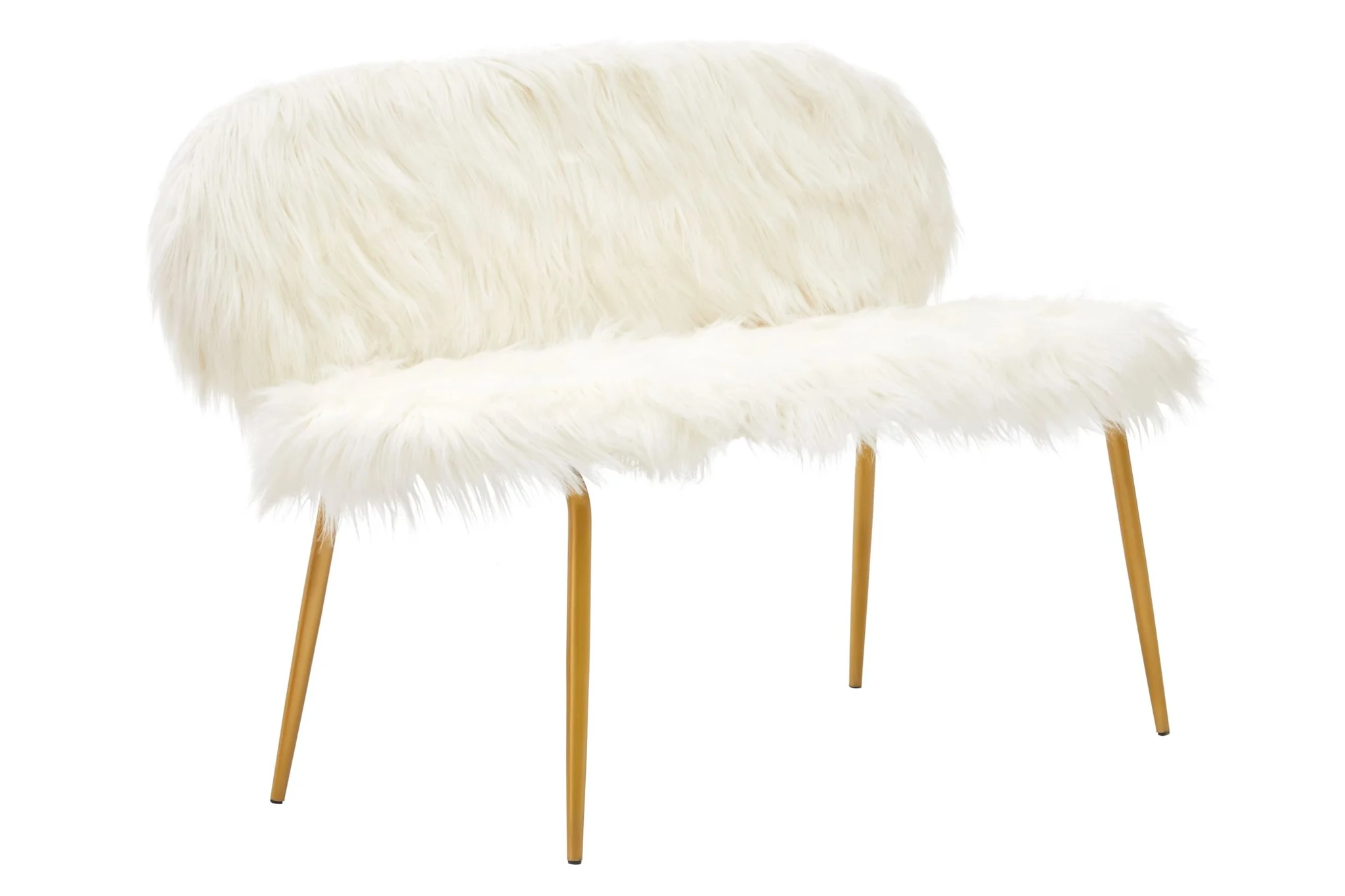 Sienna White Faux Fur 2 Seat Sofa With Gold Finish Legs - Seating, photo 6 of 8