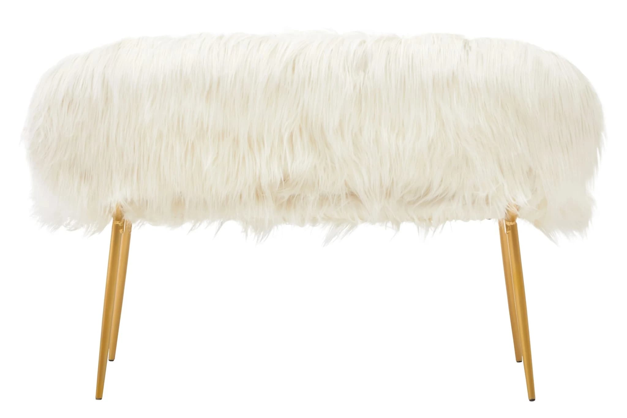 Sienna White Faux Fur 2 Seat Sofa With Gold Finish Legs - Seating, photo 4 of 8