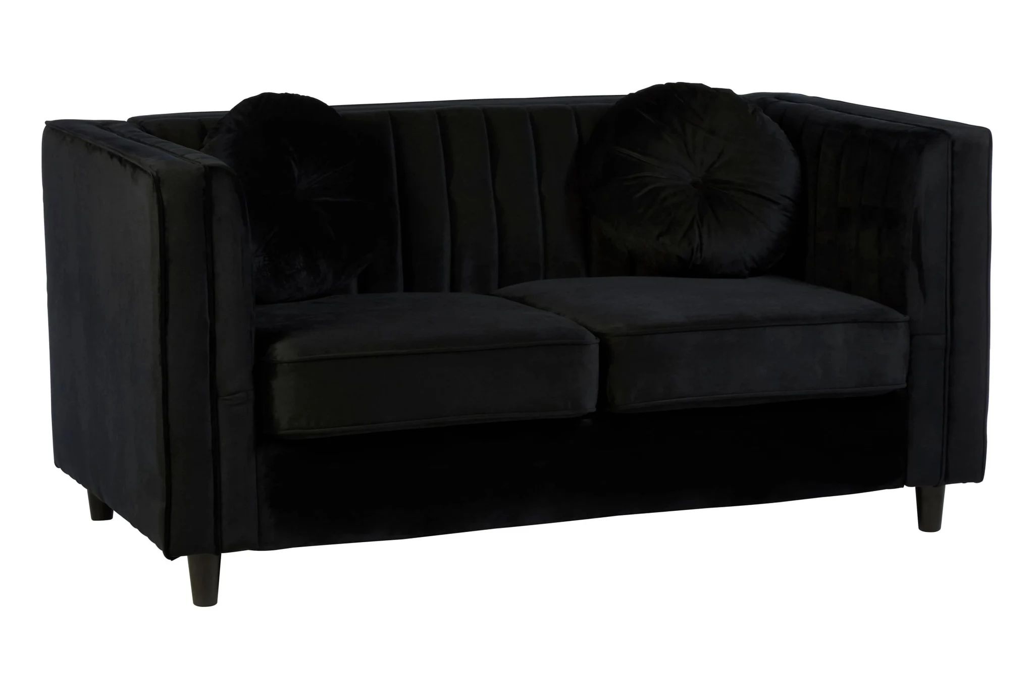 Farah Two Seat Black Velvet Sofa - Seating, photo 4 of 7