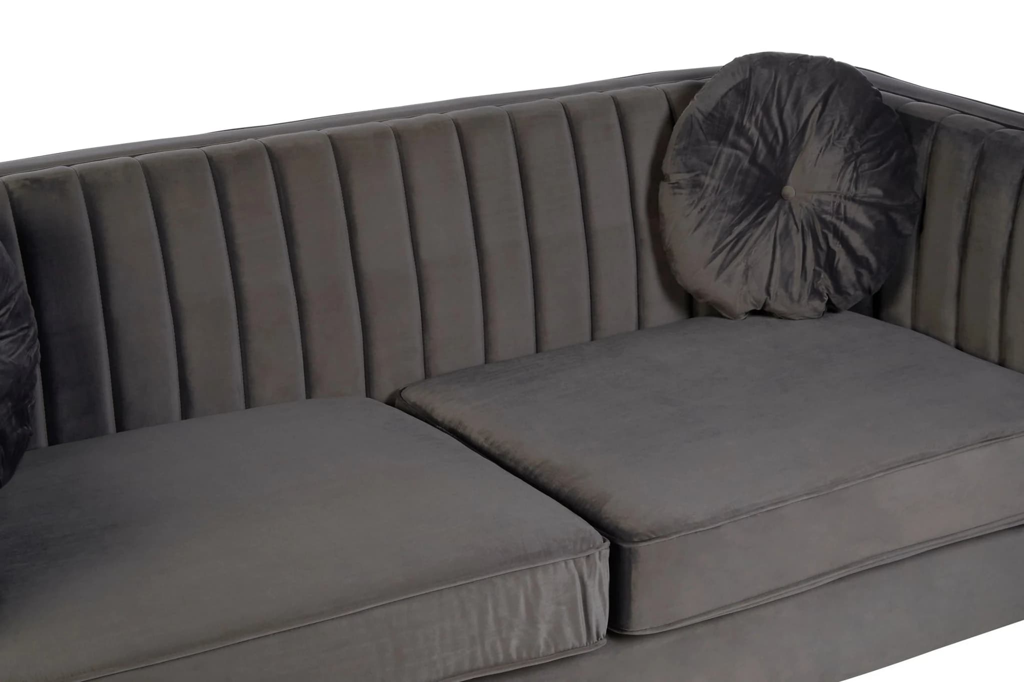 Farah Three Seat Grey Velvet Sofa - Seating, photo 6 of 7