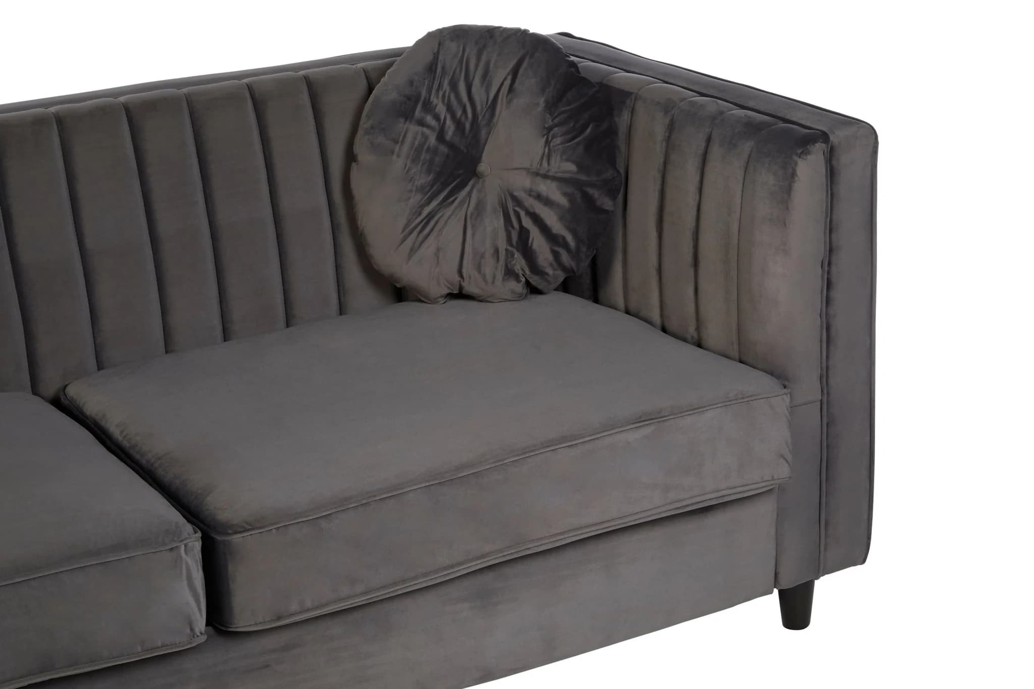 Farah Three Seat Grey Velvet Sofa - Seating, photo 5 of 7