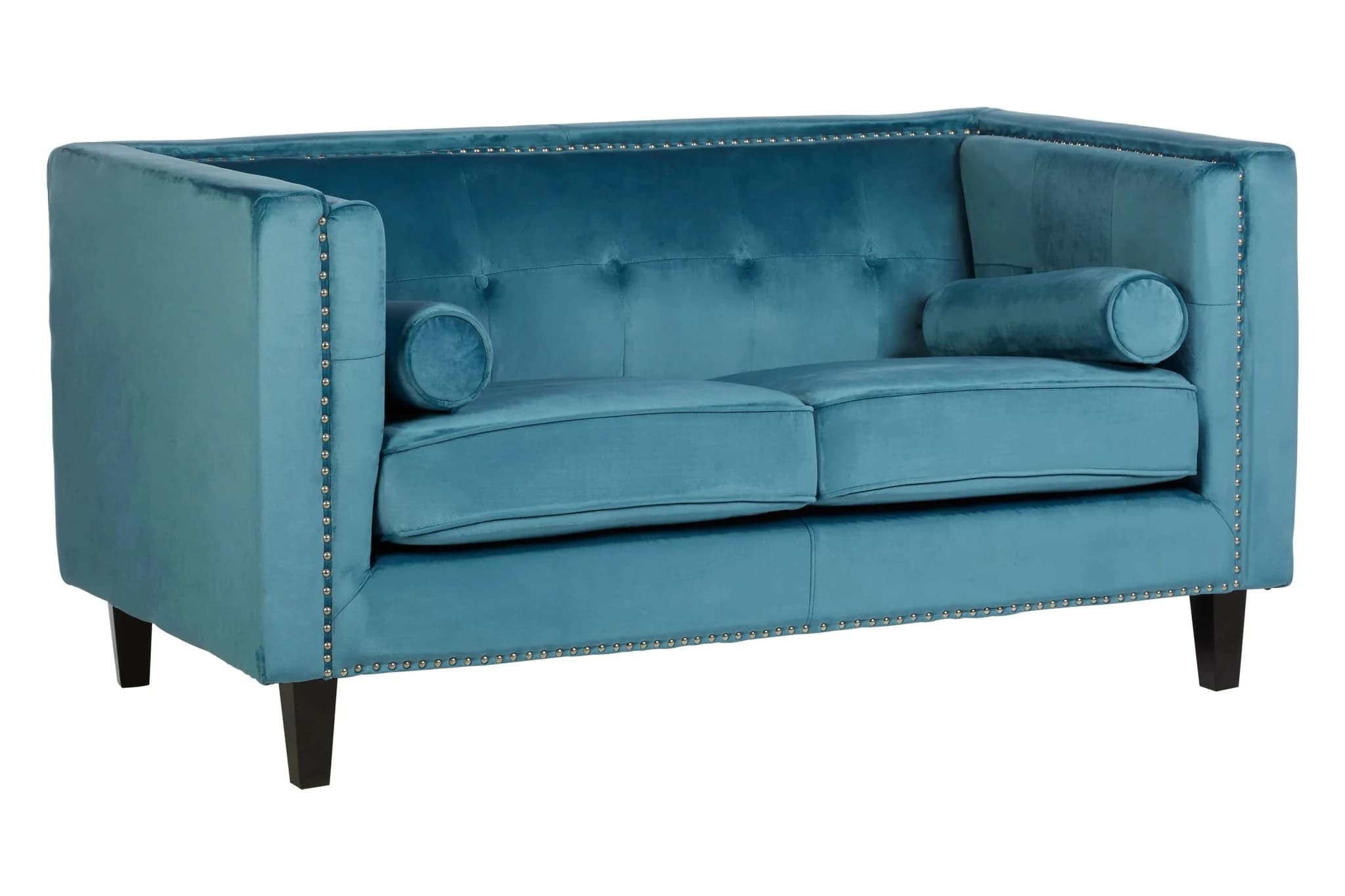 Felisa Two Seat Teal Blue Velvet Sofa - Seating, photo 4 of 7