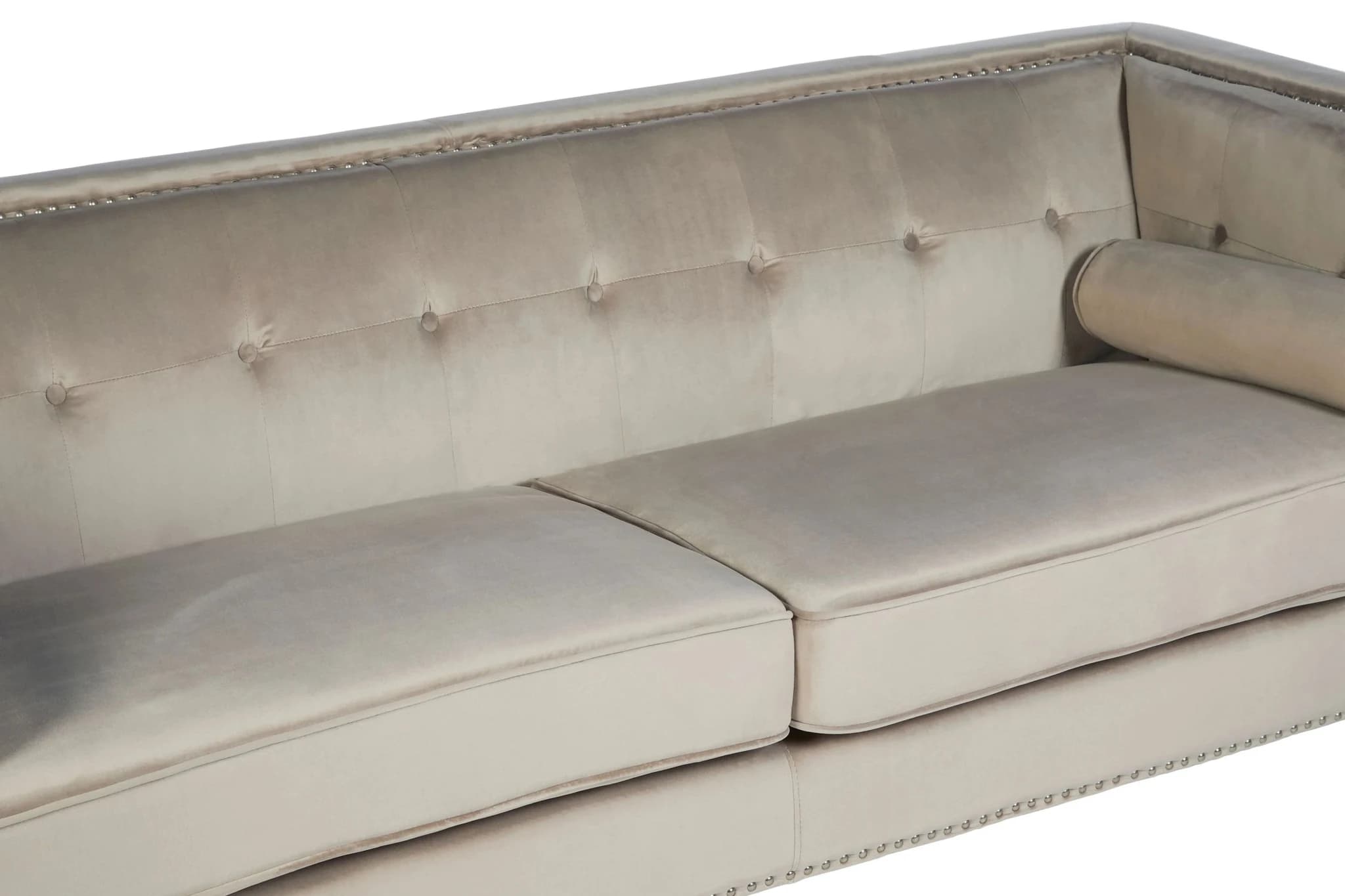 Felisa 3 Seat Mink Velvet Sofa - Seating, photo 7 of 8