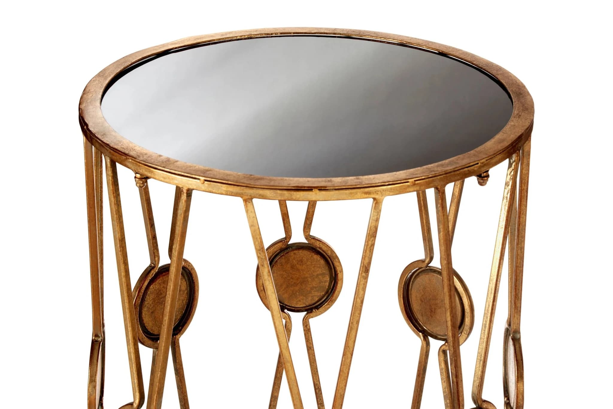 Faiza Black Glass and Gold Frame Set Of 2 Side Tables - Tables, photo 4 of 4