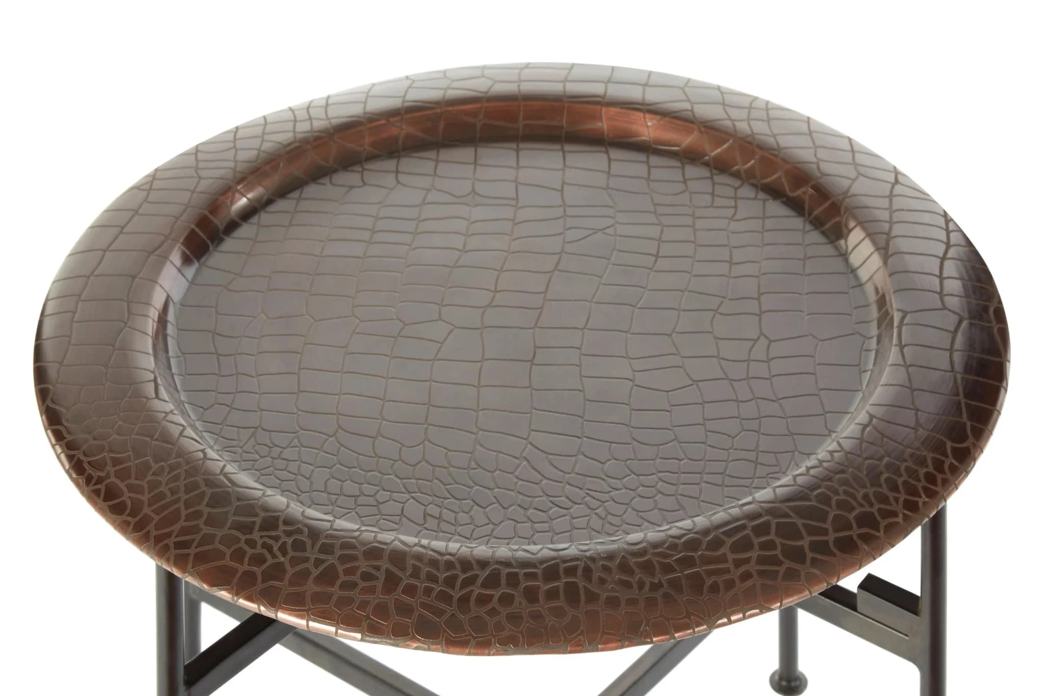 Hege Crocodile Texture Copper Finish Round Side Table - Tables, photo 4 of 4