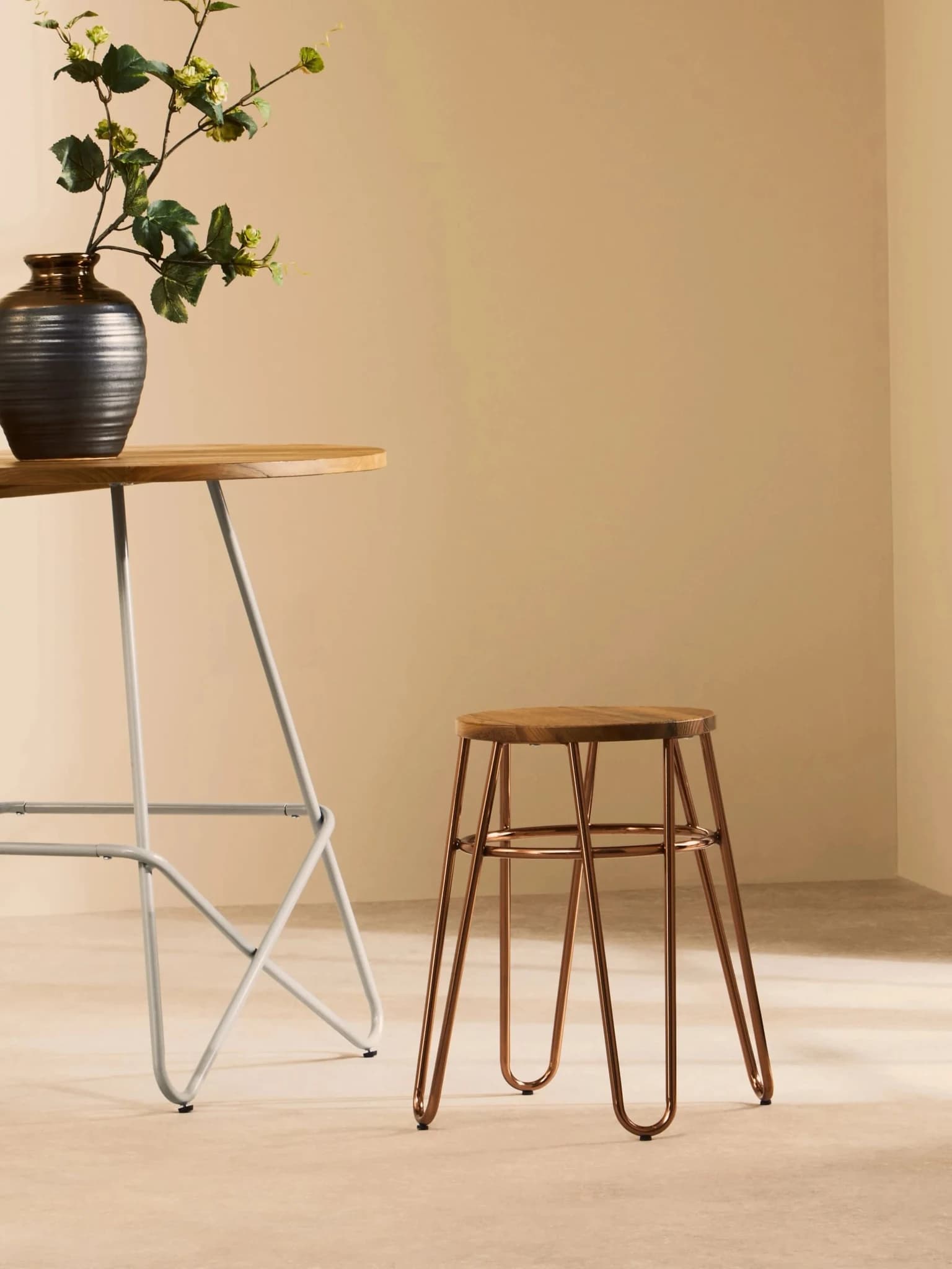District Rose Gold Hairpin Stool - Seating, photo 3 of 7
